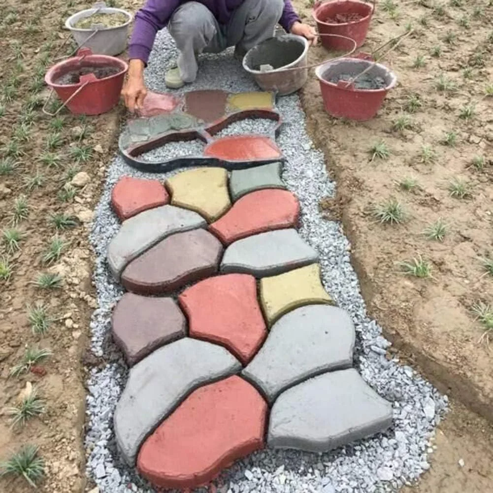 قالب ساخت مسیر آجری DIY، 60cmx50cm قالب نامنظم پیاده رو، قالب بتنی سیمانی برای ساخت مسیر 60 * 50cm