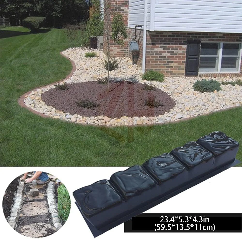 قالب پلاستیکی برای سنگ فرش، قالب بتنی برای سنگ های پله، قالب سنگ فرش باغ، حیاط، پیاده رو، قالب پیاده رو، قالب مسیر حیاط، شکل مربع کوچک، 59.4x13.4x10.9 سانتی متر - 2 عدد