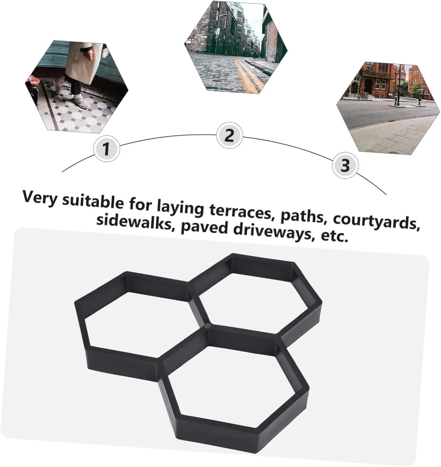 قالب سنگ فرش SUPVOX، قالب پلاستیکی برای ساخت مسیر پیاده‌رو، قالب بتنی برای سنگ‌های پله‌ای، قالب سنگ فرش باغ، قالب سیمانی، قالب شش ضلعی