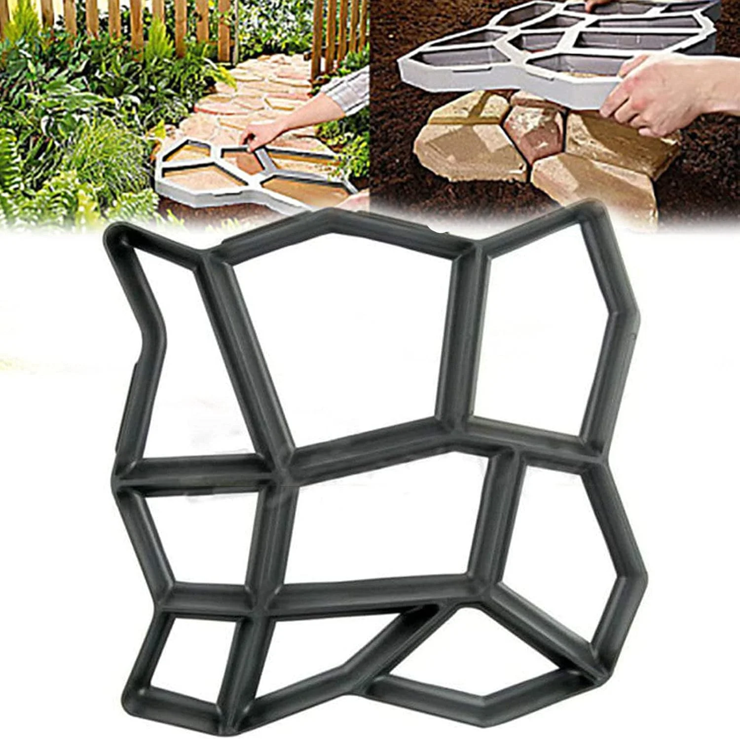 قالب بتن Zxqiang قابل استفاده مجدد، قالب پلاستیکی، اسلب های سنگی قالب پیاده رو حیاط باغ، سنگ فرش DIY بادوام، 36 سانتی متر * 36 سانتی متر قالب سنگ فرش بتنی، برای چمن باغ