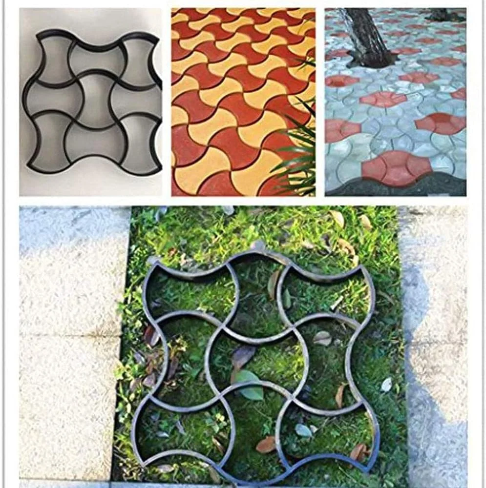 قالب نامنظم سنگفرش باغ، قالب آجر رنگی کاشی کف سیمانی، قالب تکی، قالب سنگفرش سیمانی پلاستیکی باغ، قالب سنگفرش بتنی، 50x50 سانتی متر مشکی