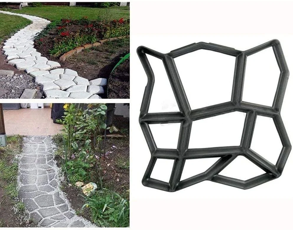 قالب بتن Zxqiang قابل استفاده مجدد، قالب پلاستیکی، اسلب های سنگی قالب پیاده رو حیاط باغ، سنگ فرش DIY بادوام، 36 سانتی متر * 36 سانتی متر قالب سنگ فرش بتنی، برای چمن باغ