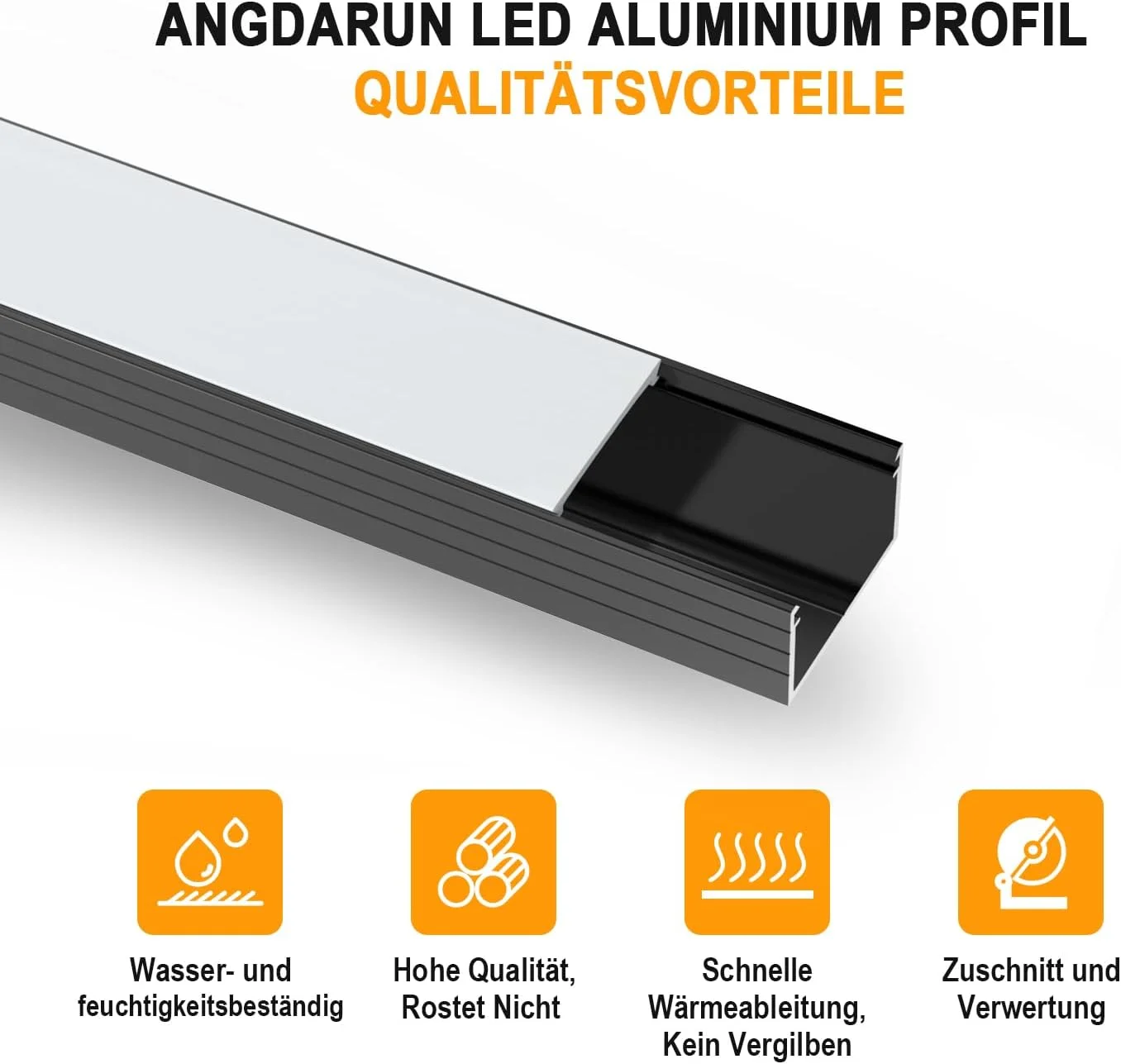 پک پروفیل LED، ۱۰ عدد ۱ متری، آلومینیوم حرفه ای LED برای نوارهای LED، پروفیل LED U شکل برای کانال/ریل LED، برای نوارهای نوری تا ۱۶ میلی متر، برای سقف، ویترین
