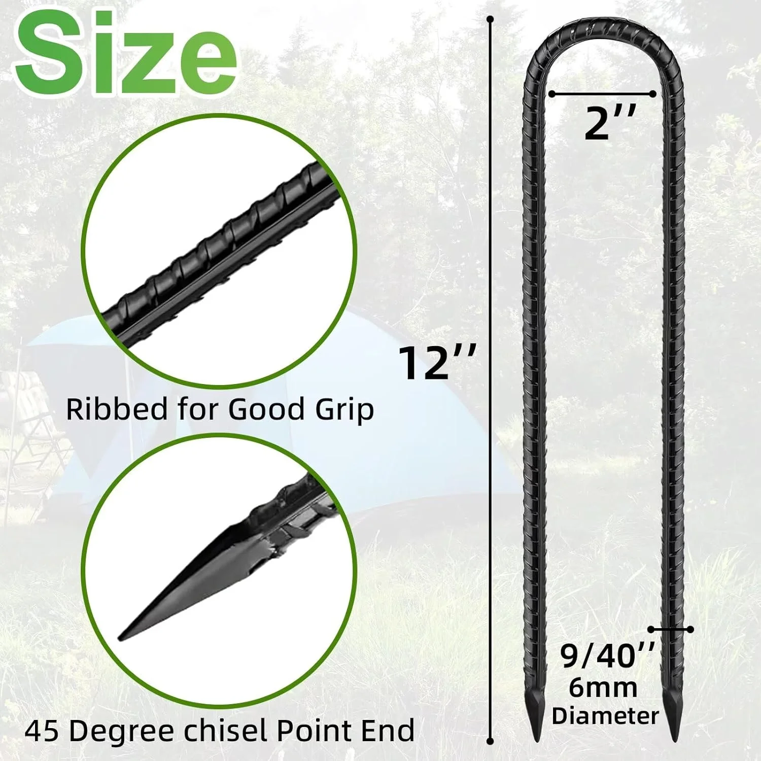 میخهای میلگردی 12 اینچی U شکل، میخهای ترامپولین بلند، بسته 4 عددی میخهای زمینی باغچه، میخهای چادر فولادی گالوانیزه، لنگرهای زمینی سنگین برای کیتهای موقعیت، دروازههای فوتبال، برزنت و هنرهای حیاط میخهای میلگردی 12 اینچی U شکل، میخهای ترامپولین بلند، بسته 4 عددی میخهای زمینی باغچه، میخهای چادر فولادی گالوانیزه، لنگرهای زمینی سنگین برای کیتهای موقعیت، دروازههای فوتبال، برزنت و هنرهای حیاط