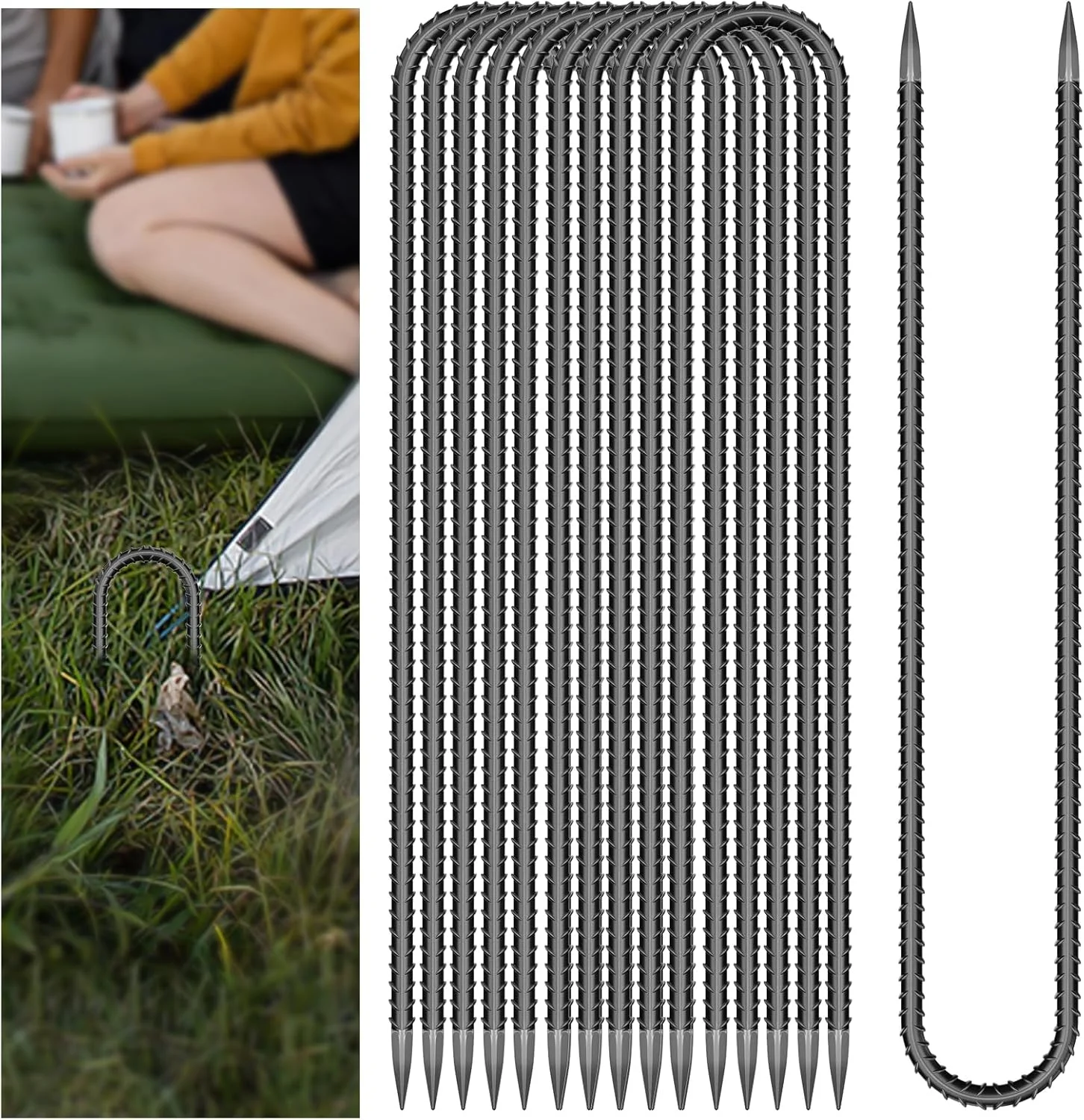 ۱۰ عدد قلاب U شکل، میخ چادر فلزی، میخ های زمینی گالوانیزه ۱۶ اینچی، میخ های حیاط برای پارچه منظره، چمن مصنوعی، ضد زنگ سنگین برای تزئینات چمن در فضای باز، وسایل بادی، تاب ۱۰ عدد قلاب U شکل، میخ چادر فلزی، میخ های زمینی گالوانیزه ۱۶ اینچی، میخ های حیاط برای پارچه منظره، چمن مصنوعی، ضد زنگ سنگین برای تزئینات چمن در فضای باز، وسایل بادی، تاب