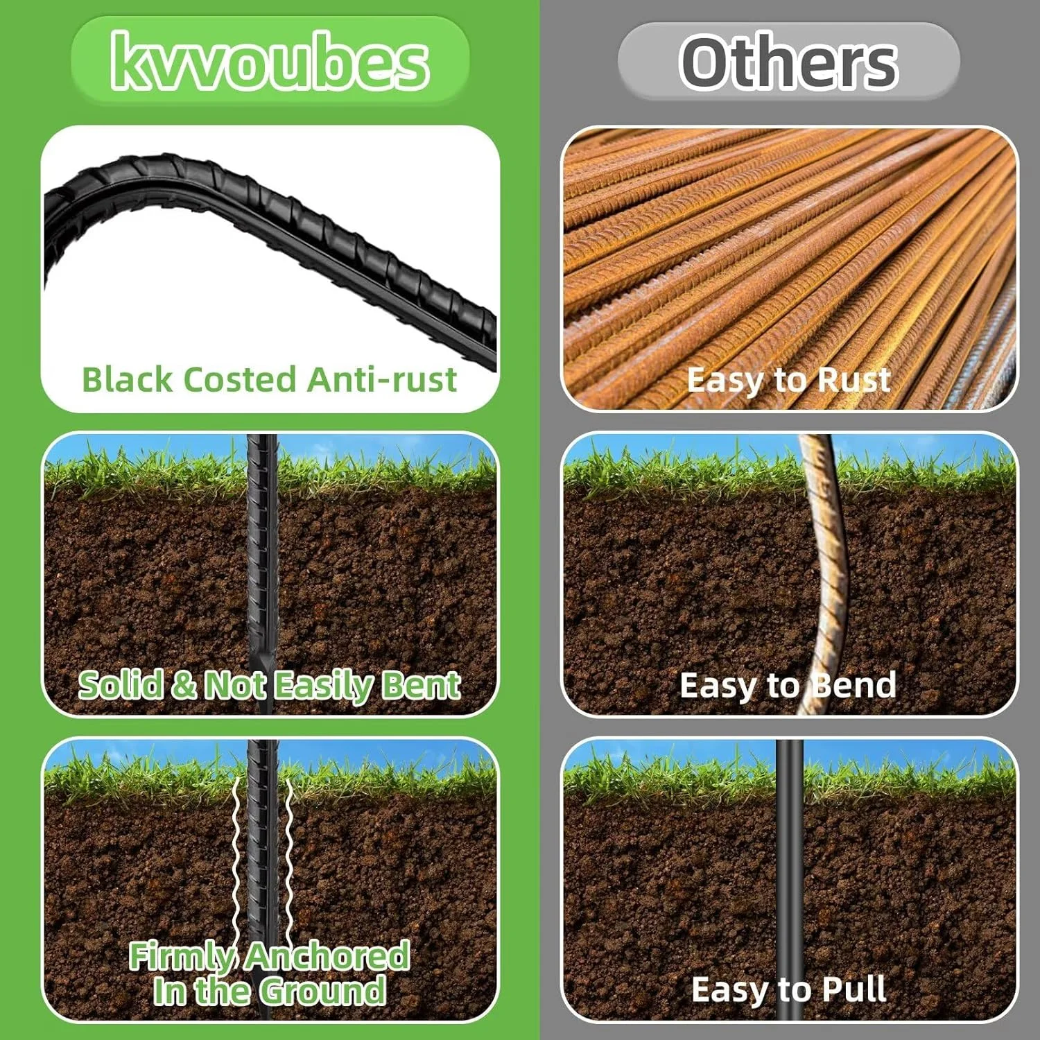 میخهای میلگردی 12 اینچی U شکل، میخهای ترامپولین بلند، بسته 4 عددی میخهای زمینی باغچه، میخهای چادر فولادی گالوانیزه، لنگرهای زمینی سنگین برای کیتهای موقعیت، دروازههای فوتبال، برزنت و هنرهای حیاط میخهای میلگردی 12 اینچی U شکل، میخهای ترامپولین بلند، بسته 4 عددی میخهای زمینی باغچه، میخهای چادر فولادی گالوانیزه، لنگرهای زمینی سنگین برای کیتهای موقعیت، دروازههای فوتبال، برزنت و هنرهای حیاط
