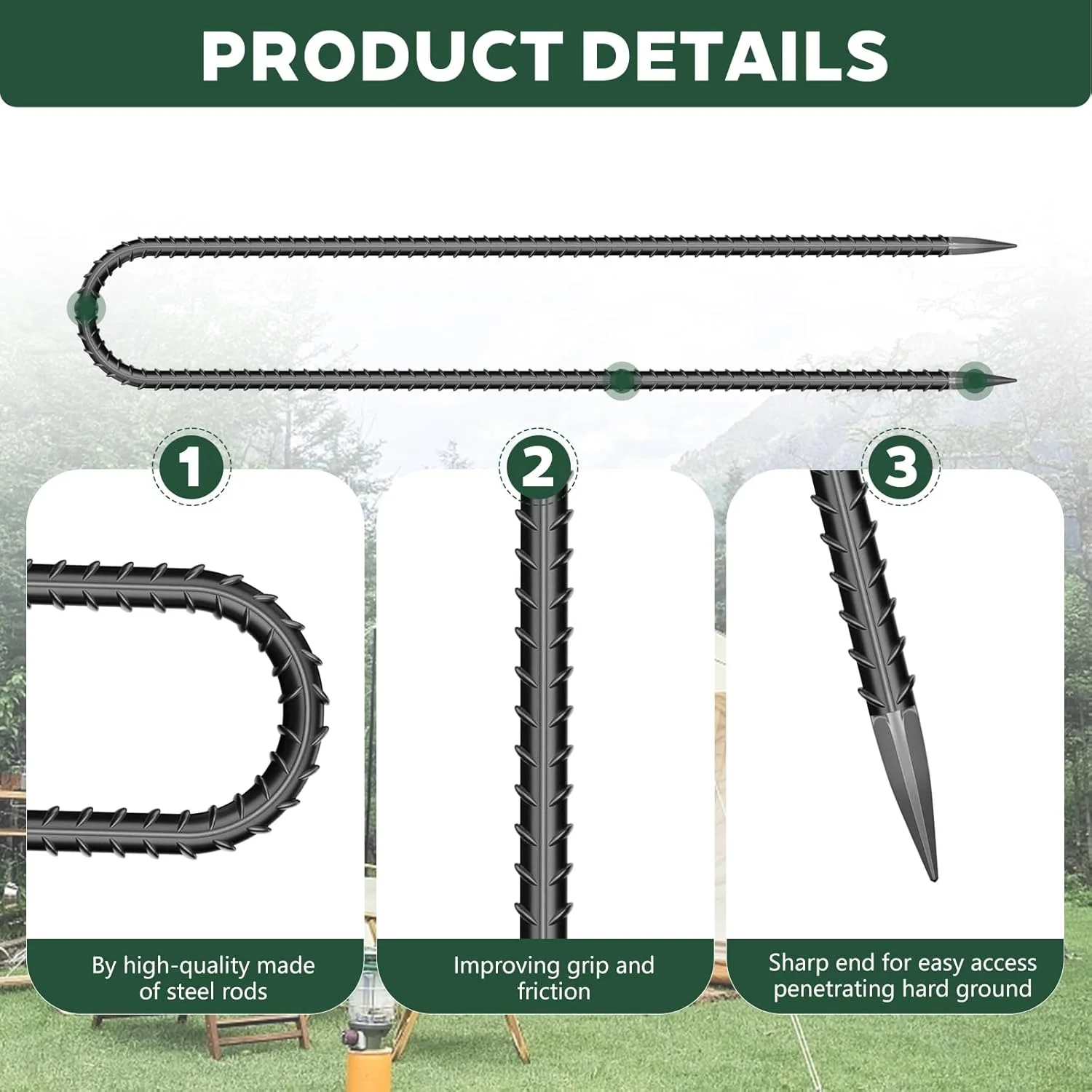 ۱۰ عدد قلاب U شکل، میخ چادر فلزی، میخ های زمینی گالوانیزه ۱۶ اینچی، میخ های حیاط برای پارچه منظره، چمن مصنوعی، ضد زنگ سنگین برای تزئینات چمن در فضای باز، وسایل بادی، تاب