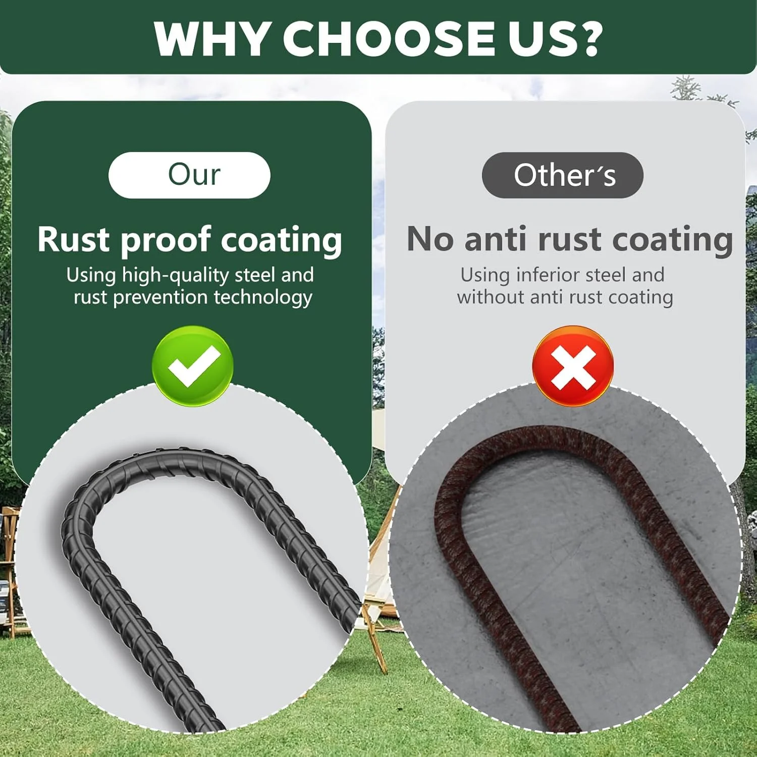 ۱۰ عدد قلاب U شکل، میخ چادر فلزی، میخ های زمینی گالوانیزه ۱۶ اینچی، میخ های حیاط برای پارچه منظره، چمن مصنوعی، ضد زنگ سنگین برای تزئینات چمن در فضای باز، وسایل بادی، تاب