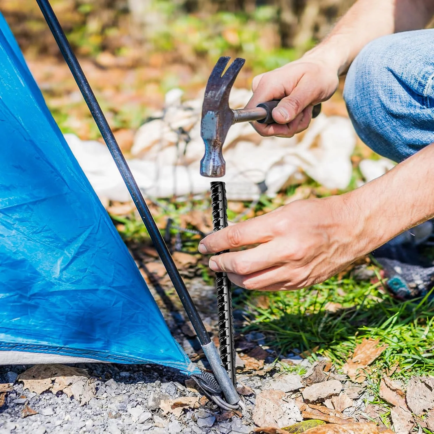 میخ های میلگرد، میخ های زمینی فلزی سنگین J شکل برای چادر کمپینگ و سایبان