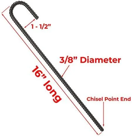 میخ های زمینی میلگرد NHZ سایز 16 اینچ (8 عددی)، بست های زمینی قلاب J سنگین، پایه نگهدارنده گیاه فولادی منحنی با نوک تیز، چکش خور برای خاک سخت مناسب چادر مسافرتی - با پوشش پودری مشکی میخ های زمینی میلگرد NHZ سایز 16 اینچ (8 عددی)، بست های زمینی قلاب J سنگین، پایه نگهدارنده گیاه فولادی منحنی با نوک تیز، چکش خور برای خاک سخت مناسب چادر مسافرتی - با پوشش پودری مشکی