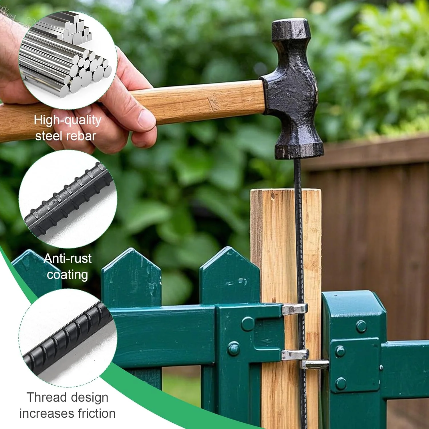 میله های صاف باغبانی، میله های فلزی 41 سانتی متری، لنگرهای زمینی سنگین، میله های تقویت کننده 10 عددی، میله های فلزی صاف برای پشتیبانی از گیاهان