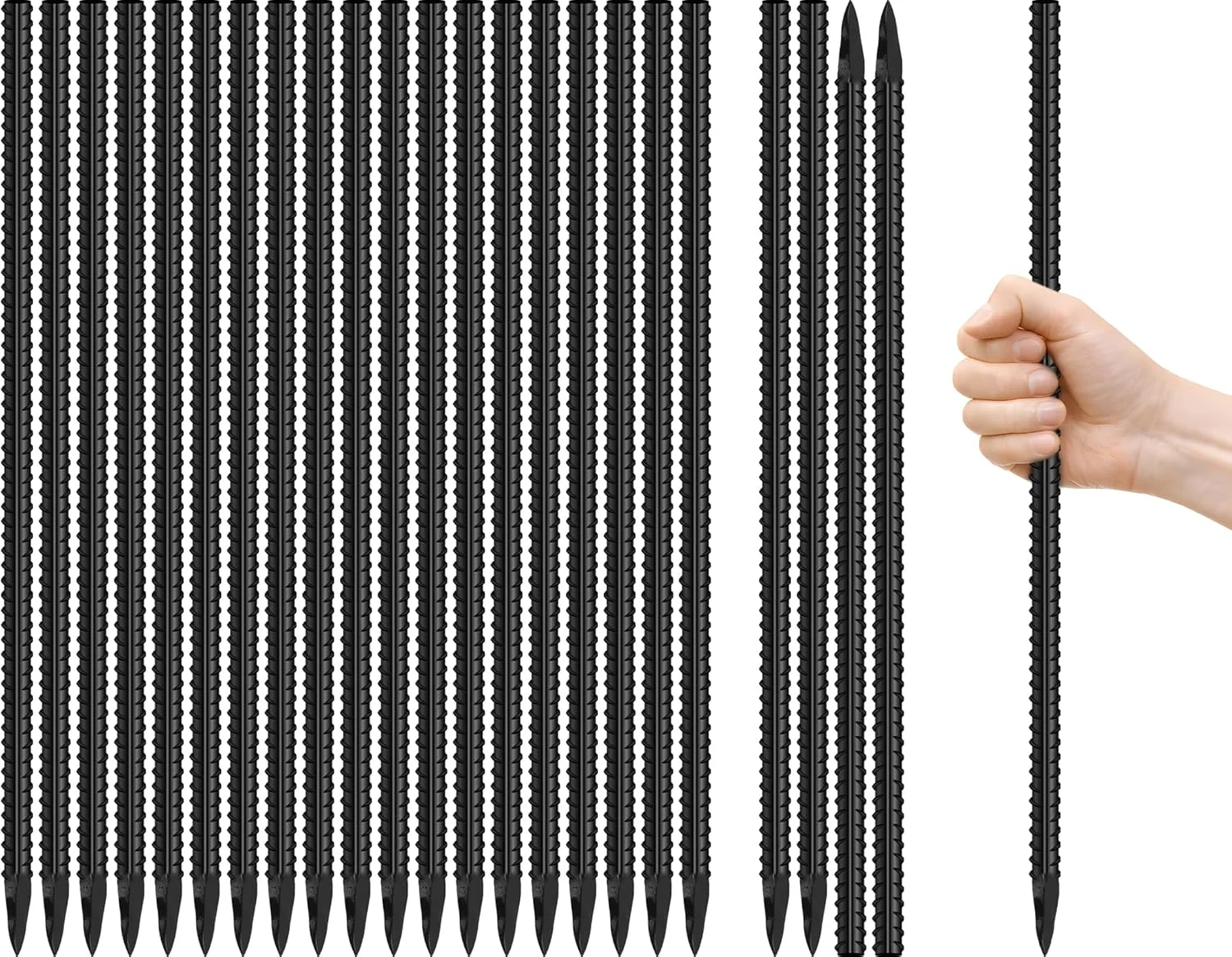 ۲۴ عدد میله فولادی ۱۶ اینچی، لنگر زمینی، نگهدارنده گیاه، میله باغبانی فلزی صاف، میخ چادر کمپینگ با نوک تیز، مشکی ۲۴ عدد میله فولادی ۱۶ اینچی، لنگر زمینی، نگهدارنده گیاه، میله باغبانی فلزی صاف، میخ چادر کمپینگ با نوک تیز، مشکی