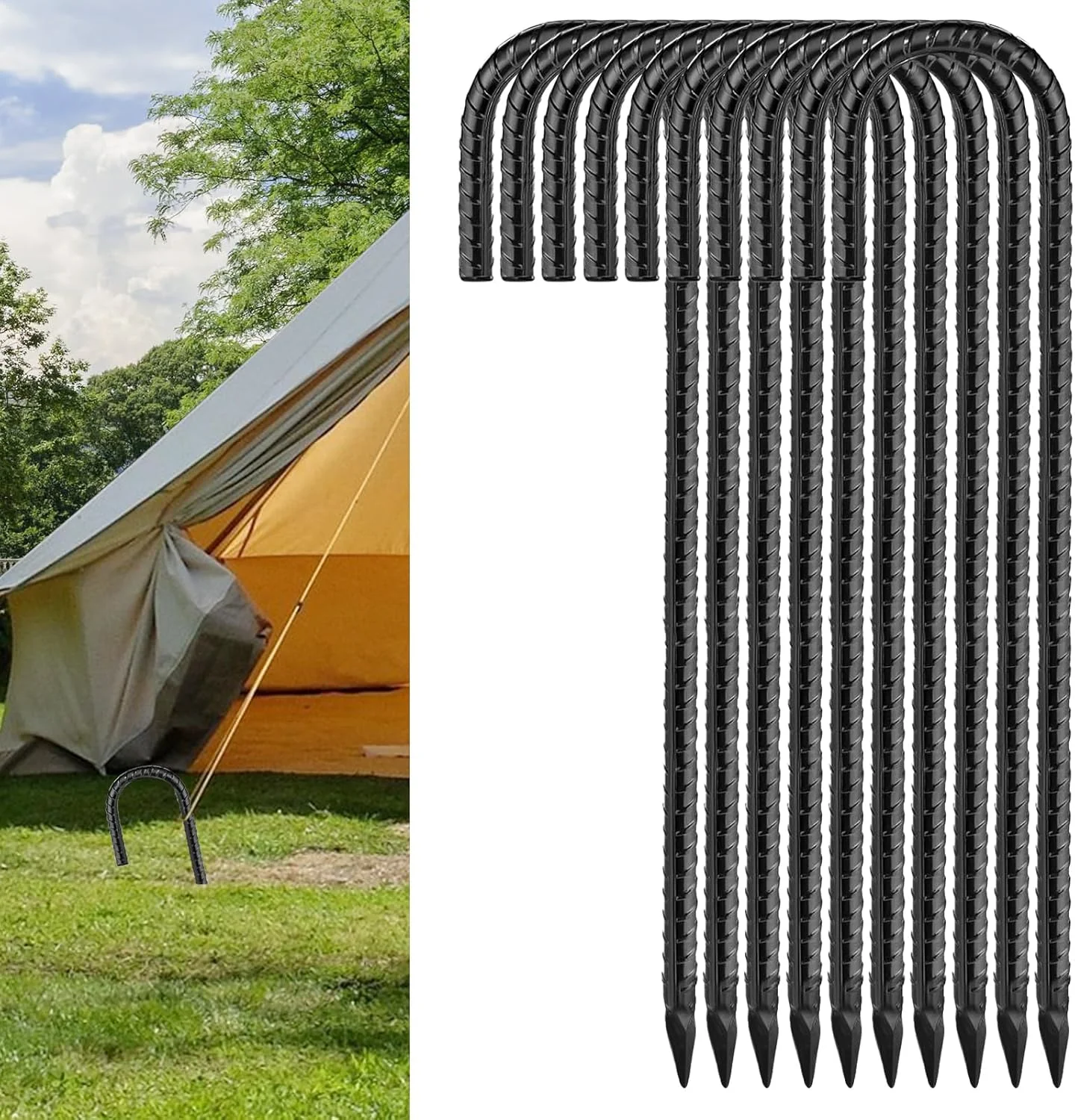 میخهای میلگردی مشکی با قلاب J، فوقالعاده مقاوم، مناسب برای باغ، طول 40 سانتیمتر، بستهی 10 عددی، لنگرهای زمینی گالوانیزه، میخهای چادر میلگردی برای ترامپولین، برزنت، هنرهای حیاط، کمپینگ، تاب، گیاهان، پارچه منظره، چمن مصنوعی میخهای میلگردی مشکی با قلاب J، فوقالعاده مقاوم، مناسب برای باغ، طول 40 سانتیمتر، بستهی 10 عددی، لنگرهای زمینی گالوانیزه، میخهای چادر میلگردی برای ترامپولین، برزنت، هنرهای حیاط، کمپینگ، تاب، گیاهان، پارچه منظره، چمن مصنوعی