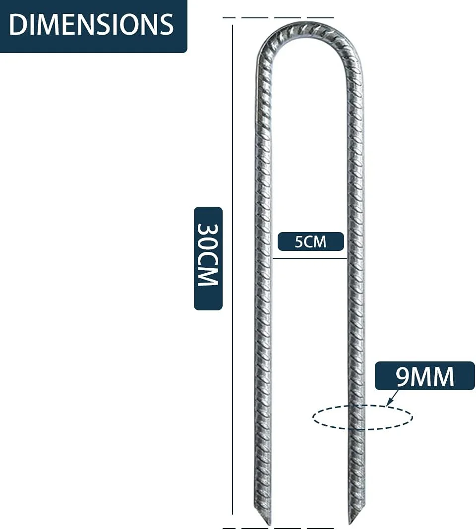 میخ های زمینی IME، گیره های باغ، میخ چادر، میخ های U شکل فولادی گالوانیزه، لنگرهای باغبانی، پین های منظره سنگین برای چادرهای کمپینگ، ترامپولین، سایبان ها، سوله ها، تاب ها، 6 عددی 12 اینچی