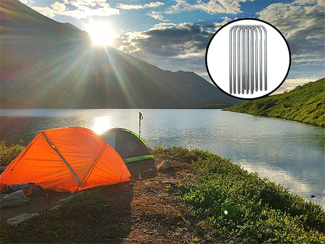 میخ های زمینی IME، گیره های باغ، میخ چادر، میخ های U شکل فولادی گالوانیزه، لنگرهای باغبانی، پین های منظره سنگین برای چادرهای کمپینگ، ترامپولین، سایبان ها، سوله ها، تاب ها، 6 عددی 12 اینچی