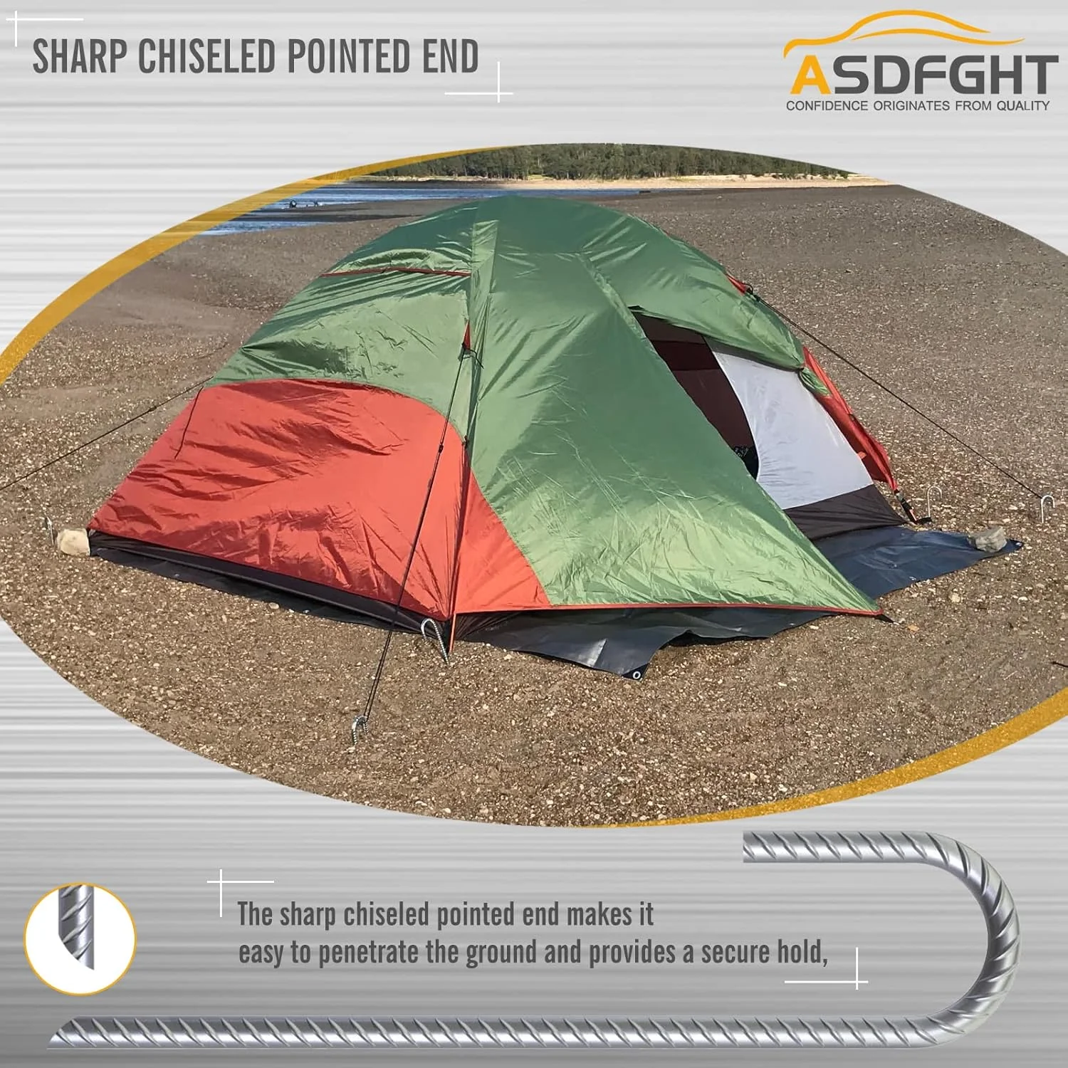 میخ‌های فولادی J شکل 30 سانتی‌متری (بسته 12 عددی) - مهارکننده‌های زمینی فولادی - مهارکننده‌های زمینی با کیفیت حرفه‌ای و مقاوم برای حصار زنجیره‌ای، تورهای ورزشی، کمپینگ، ترامپولین، لوله‌های آبیاری و باغ