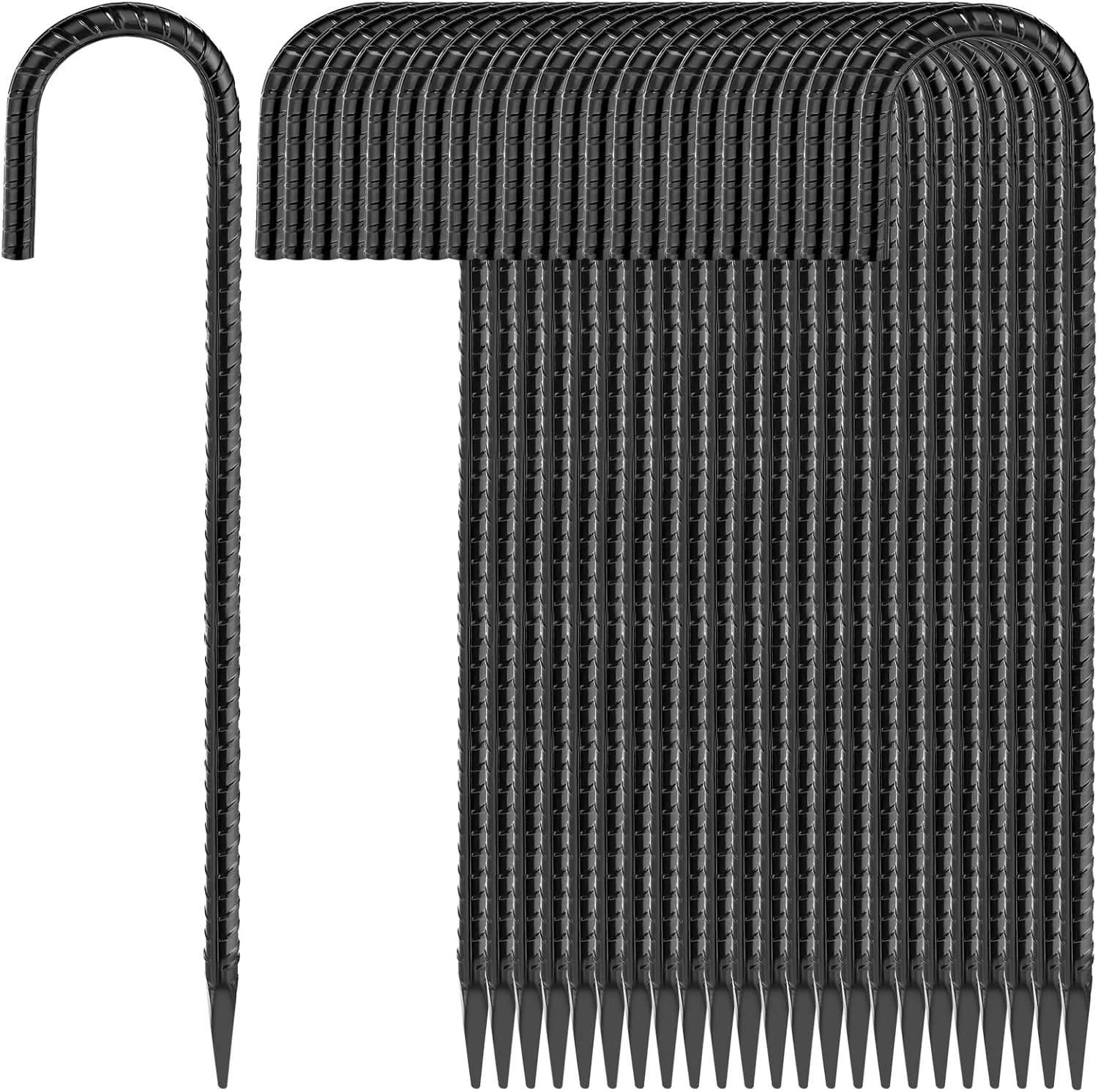 میخهای فولادی سنگین ۱۶ اینچی با سر خمیده، بستهی ۲۴ عددی، مناسب برای چادر، لنگرهای زمینی فولادی، میخهای فلزی باغ، میخهای حصار زنجیرهای با پوشش مشکی میخهای فولادی سنگین ۱۶ اینچی با سر خمیده، بستهی ۲۴ عددی، مناسب برای چادر، لنگرهای زمینی فولادی، میخهای فلزی باغ، میخهای حصار زنجیرهای با پوشش مشکی