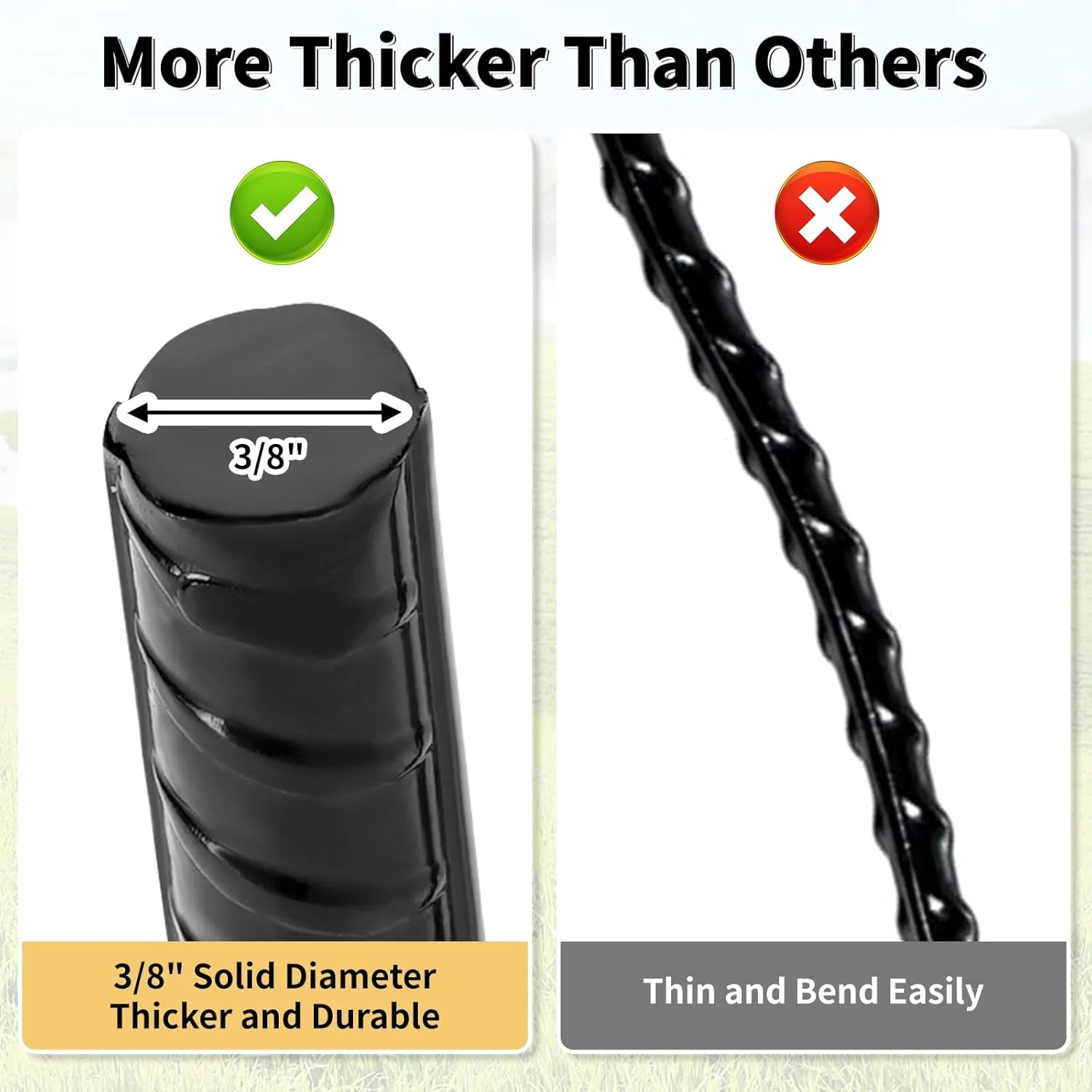 میخ‌های فولادی سنگین ۱۶ اینچی با سر خمیده، بسته‌ی ۲۴ عددی، مناسب برای چادر، لنگرهای زمینی فولادی، میخ‌های فلزی باغ، میخ‌های حصار زنجیره‌ای با پوشش مشکی