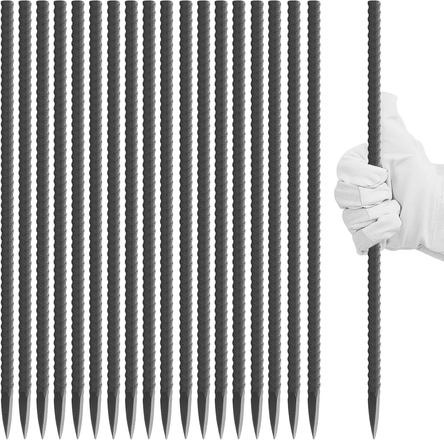 ۵۰ عدد میخ زمینی میلگرد ۱۶ اینچی، میخ های چوبی منظره سنگین ۵/۱۶ اینچی، میخ های فولادی مستقیم برای ترامپولین، چادر، حصار، تکیه گاه گیاهان، لنگرهای فلزی زمینی با انتهای نوک تیز