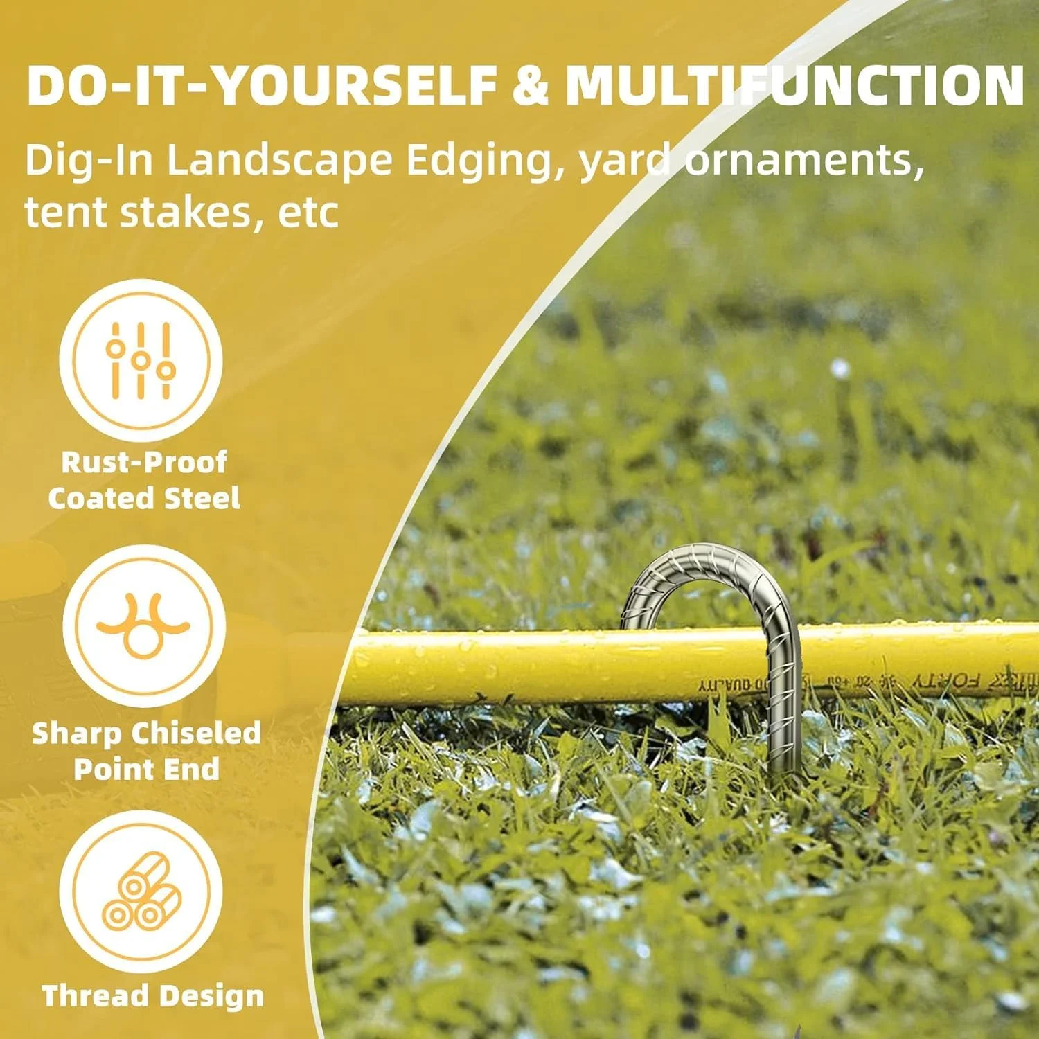 میخ های فولادی سنگین DN DENNOV با سر U شکل، 【به اندازه کافی بلند 30 سانتی متر】 روکش ضد زنگ، میخ های زمینی فولادی، لنگرهای زمینی، میخ های فلزی باغ، میخ چادر، لنگرهای ترامپولین