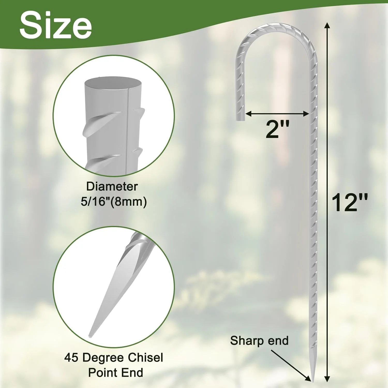 میخ های زمینی میلگردی 16 اینچی با قلاب J، میخ های حصاری زنجیری گالوانیزه، میخ های حصاری سنگین برای حصارکشی سیمی