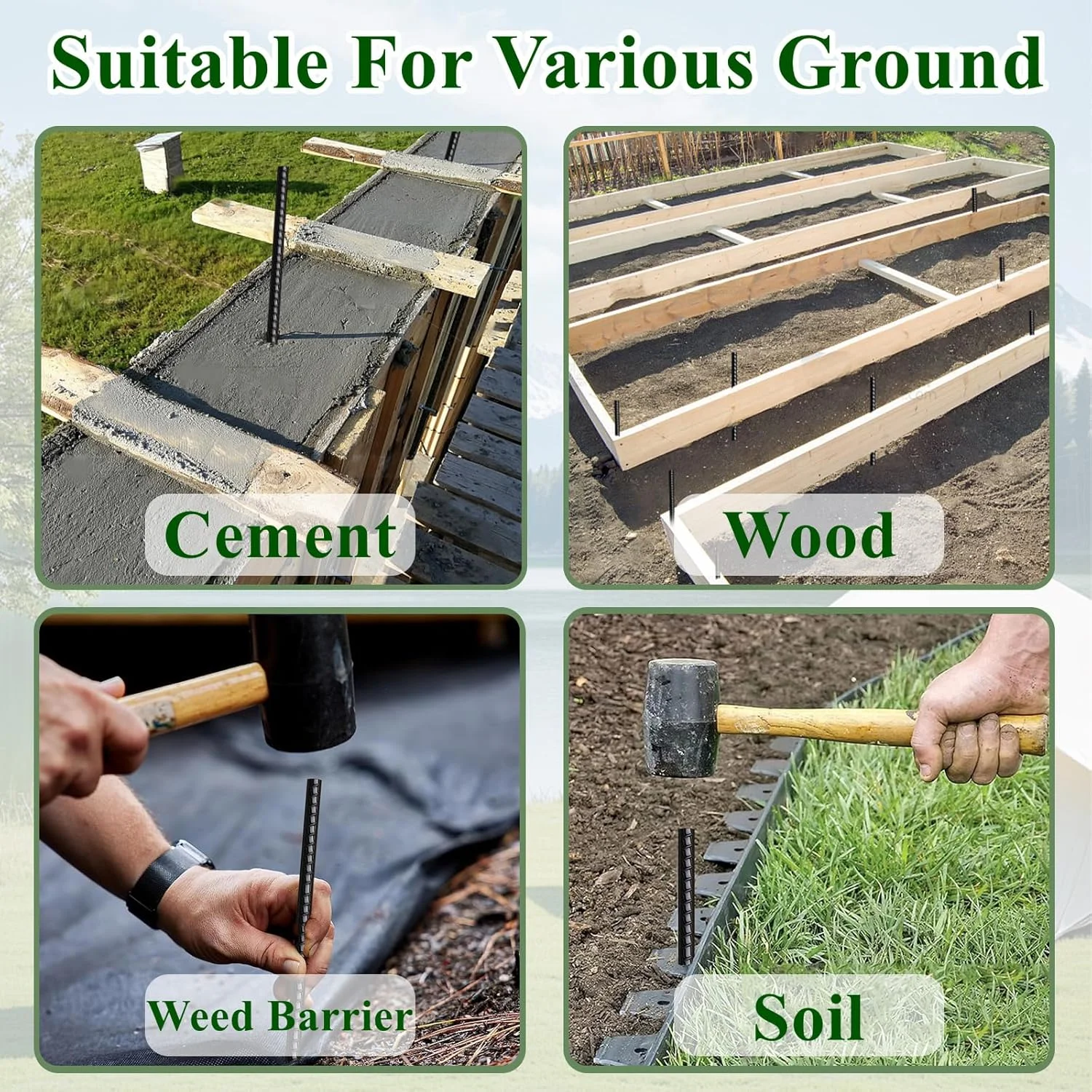 میخ های میلگرد MSWY، 16 اینچ، بسته 20 عددی، لنگرهای زمینی سنگین با نوک تیز، میخ های چادر فولادی مستقیم بلند، ضخامت 3/8 اینچ، میخ های فلزی با پوشش مشکی برای بتن، چوب، کمپینگ، باغ، گیاه