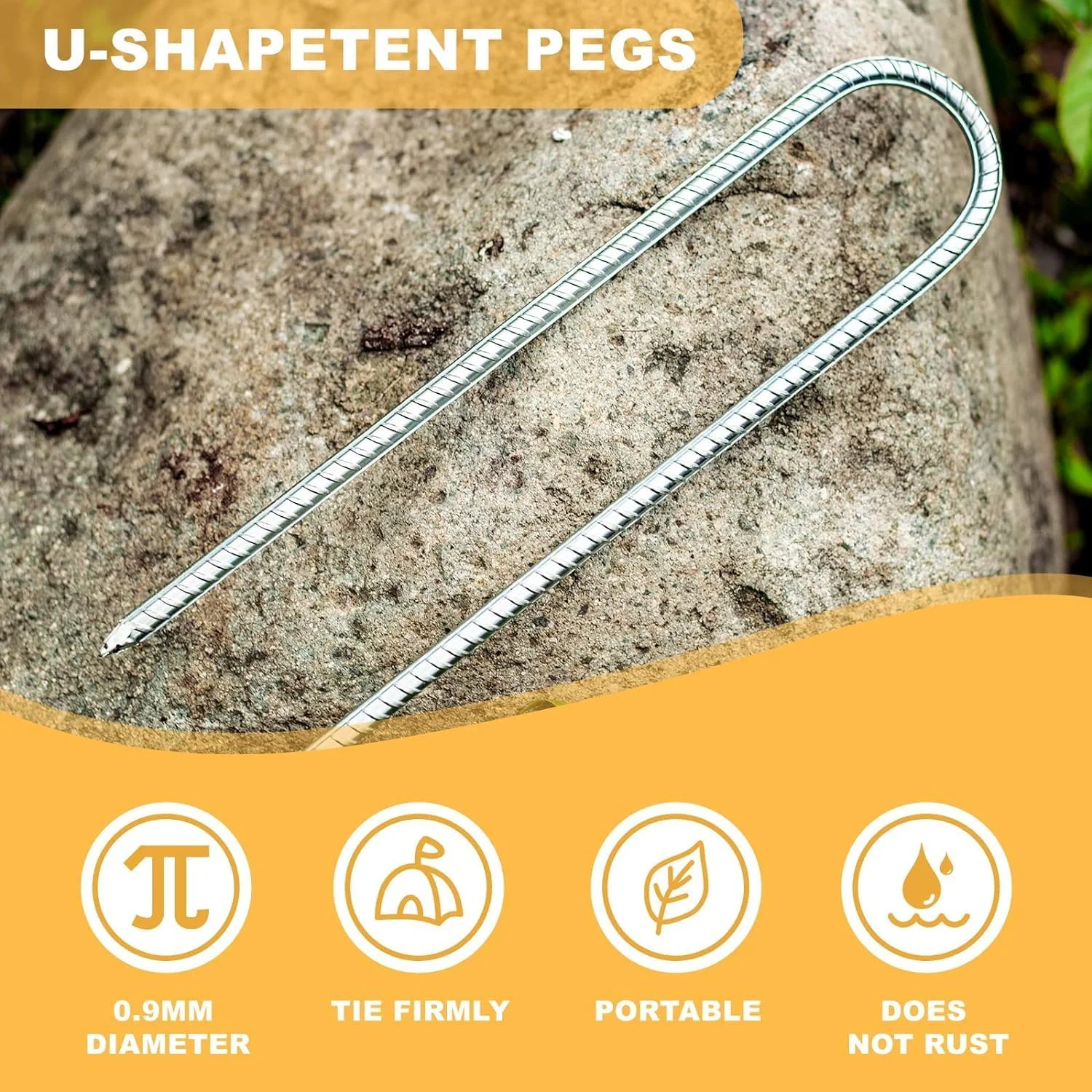 میخ های فولادی سنگین DN DENNOV با سر U شکل، 【به اندازه کافی بلند 30 سانتی متر】 روکش ضد زنگ، میخ های زمینی فولادی، لنگرهای زمینی، میخ های فلزی باغ، میخ چادر، لنگرهای ترامپولین