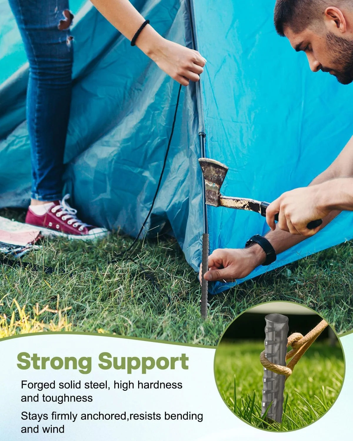 ۵۰ عدد میخ زمینی میلگرد ۱۶ اینچی، میخ های چوبی منظره سنگین ۵/۱۶ اینچی، میخ های فولادی مستقیم برای ترامپولین، چادر، حصار، تکیه گاه گیاهان، لنگرهای فلزی زمینی با انتهای نوک تیز