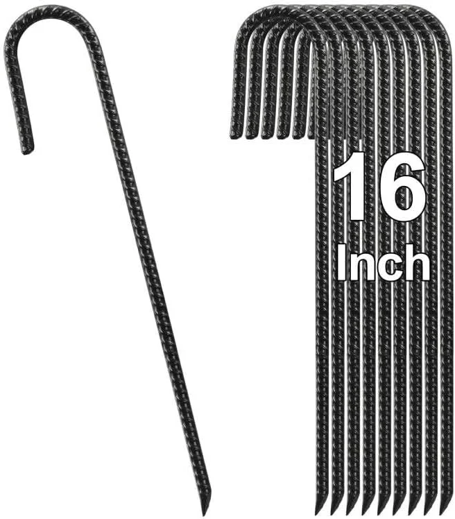 میخ های میلگردی FASTDEPLE 40 سانتی متری، میخ های زمینی بسته 10 عددی، لنگرهای زمینی سنگین J شکل، میخ های فلزی باغ برای حصار، ترامپولین، محوطه سازی