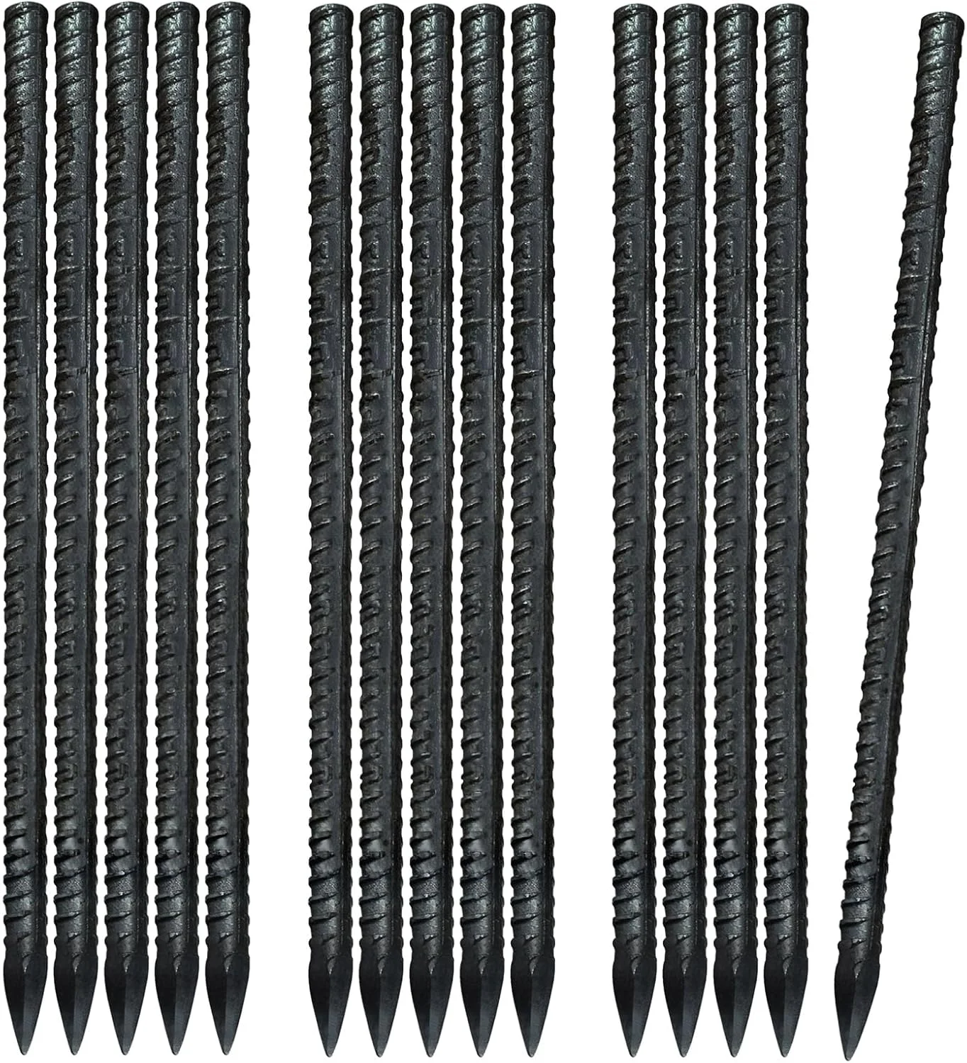 میخ های زمینی 15 اینچی، لنگر زمینی سنگین، پایه های فلزی نگهدارنده گیاهان برای خاک سخت 15 عددی، میخ های فلزی کمپینگ سنگین با نوک تیز، خاک سخت، مشکی