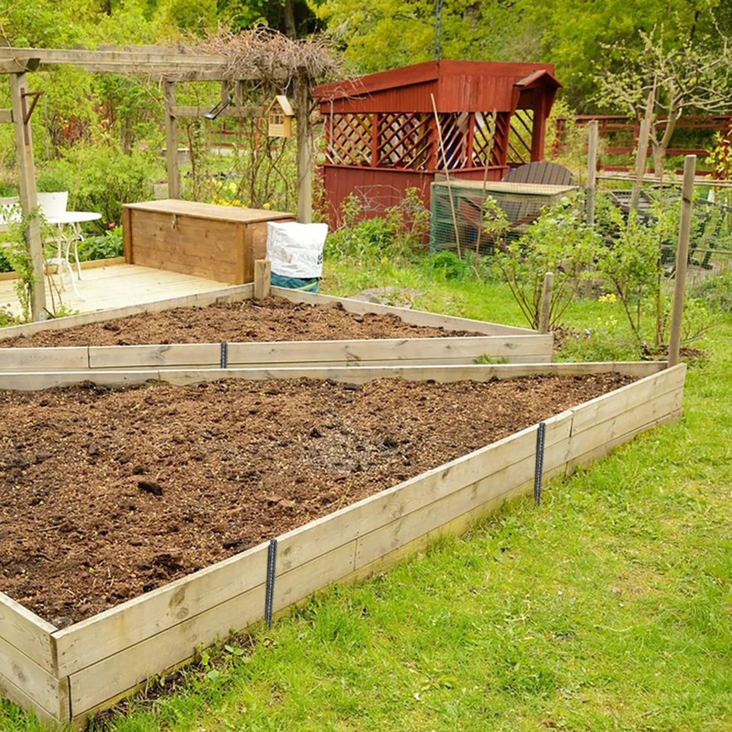 میخ های زمینی 15 اینچی، لنگر زمینی سنگین، پایه های فلزی نگهدارنده گیاهان برای خاک سخت 15 عددی، میخ های فلزی کمپینگ سنگین با نوک تیز، خاک سخت، مشکی