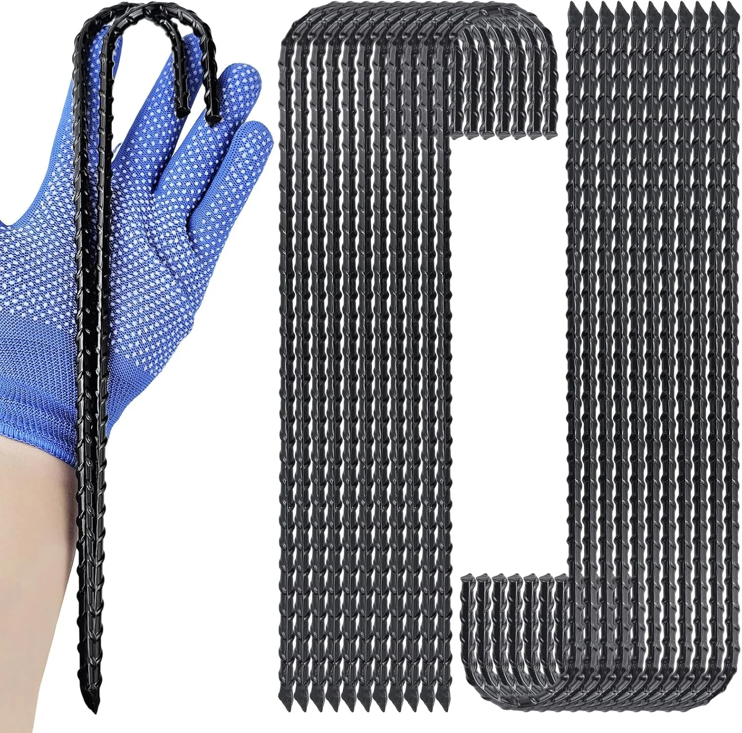 میخ های زمینی قلاب J شکل 12 اینچی، میخ های چادر ضد زنگ سنگین، لنگرهای زمینی سنگین برای حصار زنجیره ای، حصار سگ باغ، تورهای ورزشی، کمپینگ و غیره (قلاب J 12 اینچی، 40 عدد)