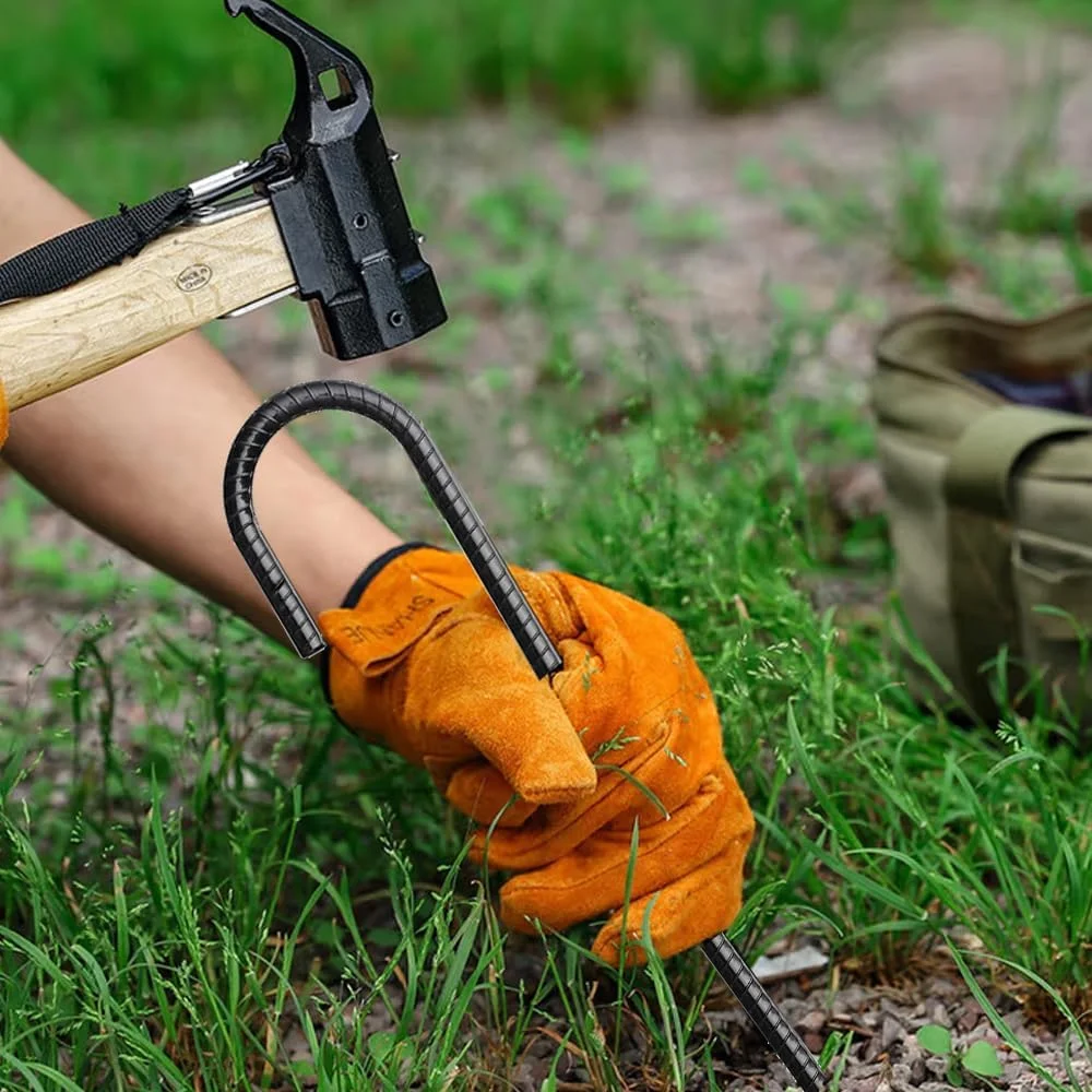 میخ های زمینی میلگردی قلاب J، 30 سانتی متری، بسته 16 عددی، میخ های فلزی چادر برای چادرها، کیت های موقعیت یابی، حصارها و ترامپولین ها (شکل J، 30 سانتی متری - مشکی)
