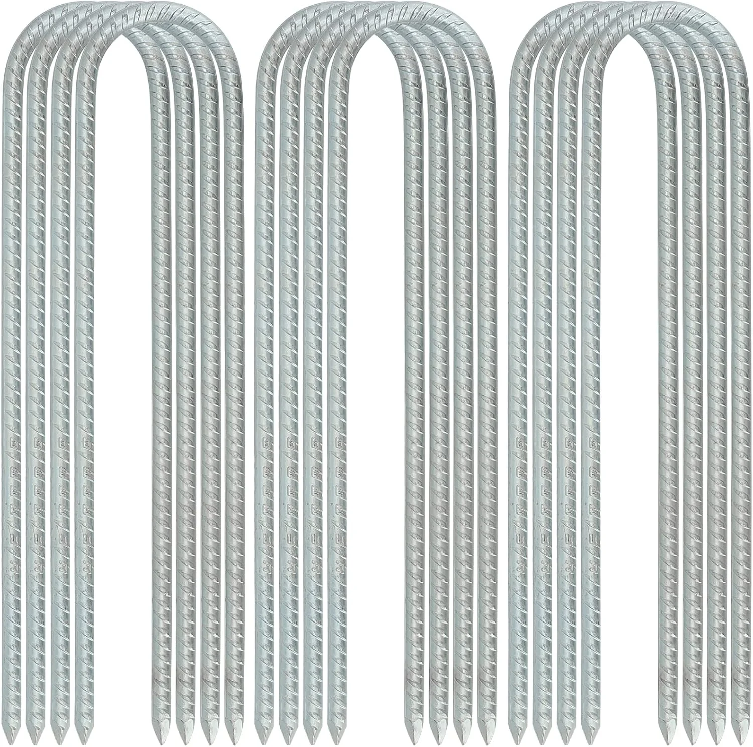 ۱۲ عددی میله های فولادی گالوانیزه ۱۲ اینچی، میخ های فولادی باغ، میخ های چادر U شکل سنگین، لنگرهای باغبانی رزوه دار برای ثابت کردن لوله، پارچه، سایبان ها، سوله ها