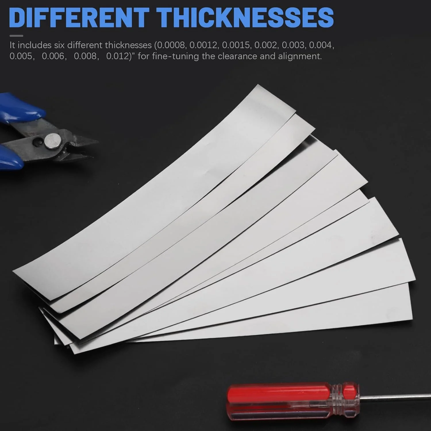 مجموعه 23 عددی ورق های استیل ضد زنگ 304 گلارکس، اندازه 5.19 اینچ طول و 0.98 اینچ عرض، ضخامت 0.0007 تا 0.012 اینچ، نوار پرکننده شکاف برای کاربردهای آشپزخانه، صنایع دستی و DIY (نقره ای، 0.005 اینچ)