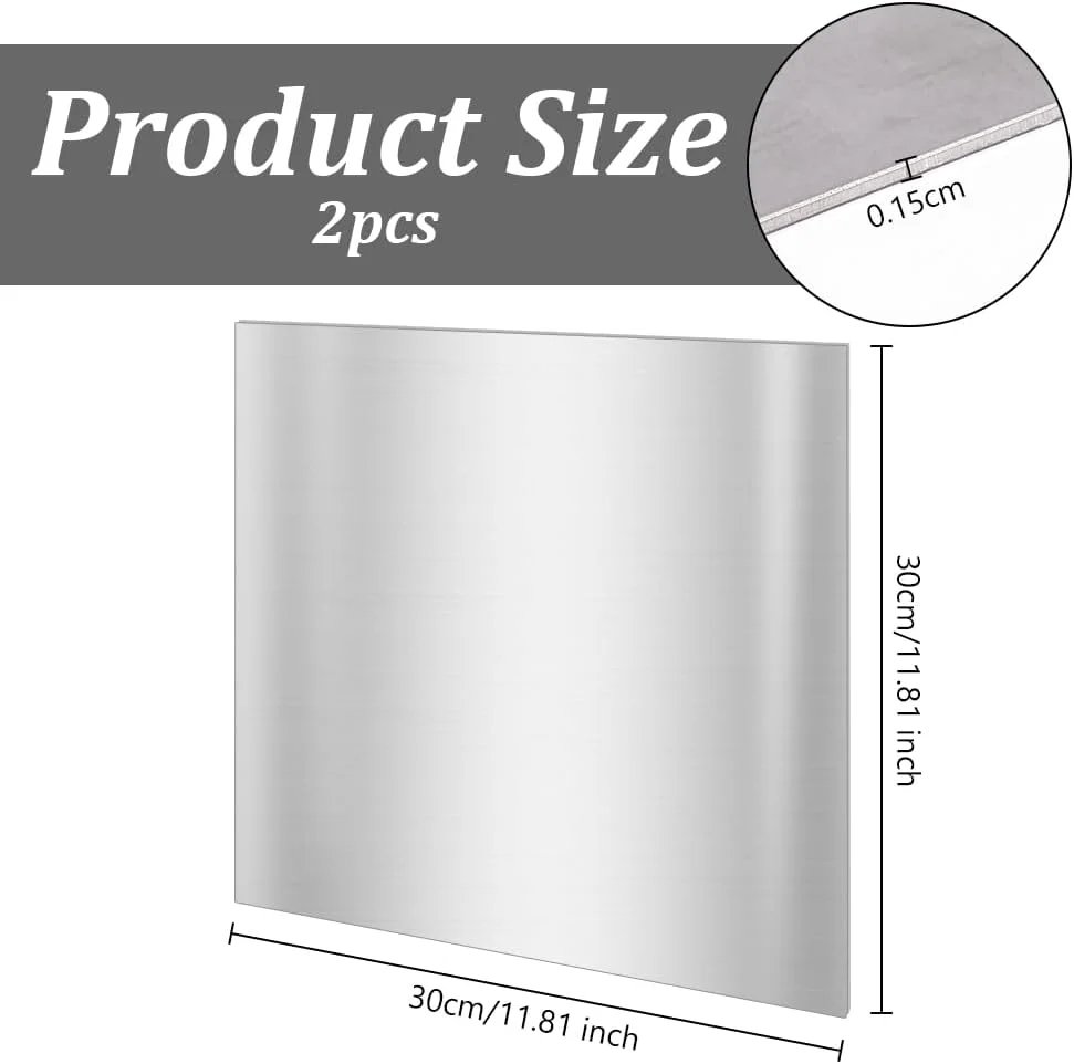 ورق فولادی نورد سرد OLYCRAFT، 2 عدد، 30x30 سانتی متر، ضخامت 1 میلی متر، ورق فولادی مربع شکل، نوار فلزی فولادی، ورق فلزی نورد سرد برای پروژه های DIY، ماشین آلات صنعتی، دکوراسیون