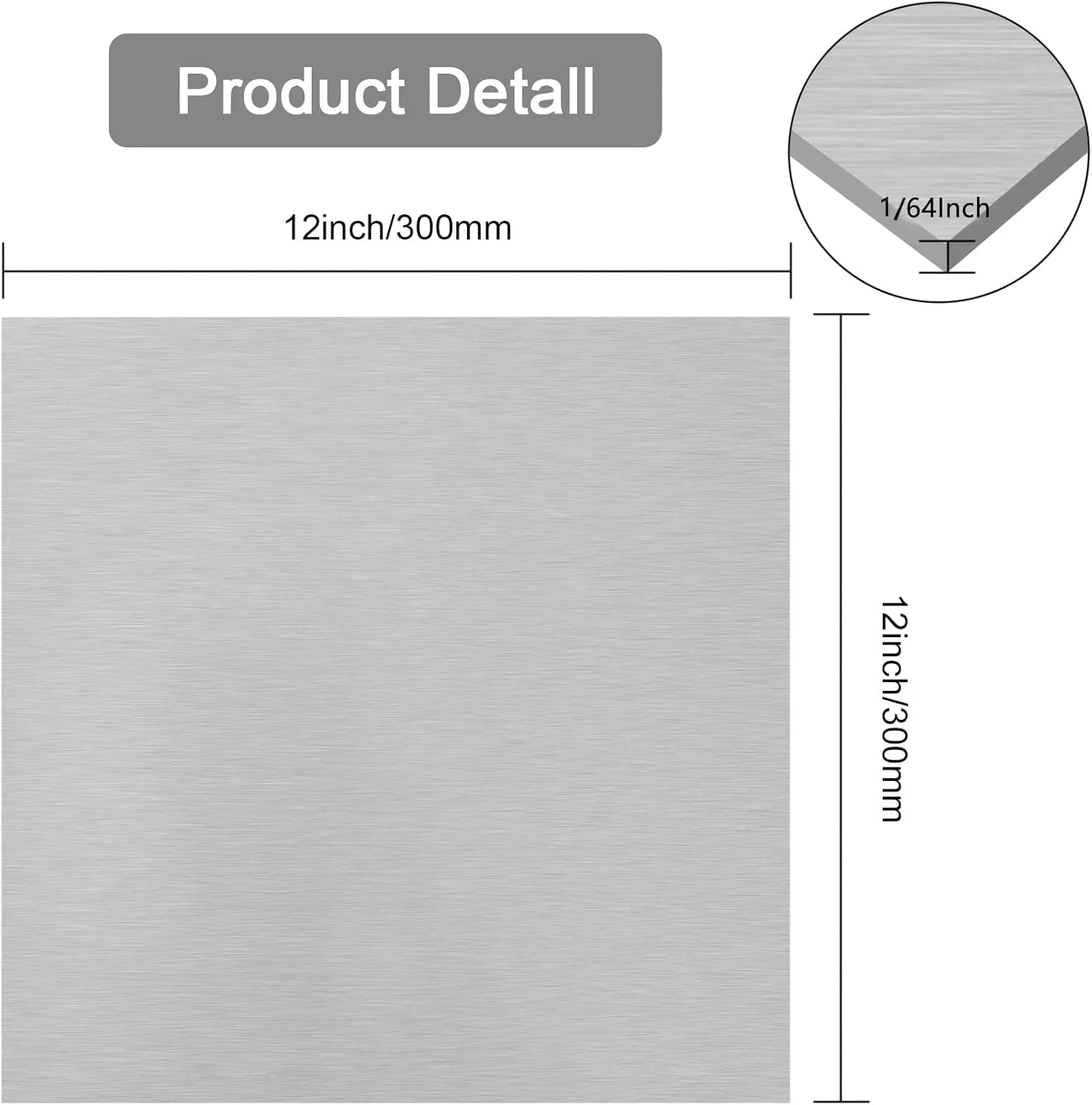 ورق آلومینیوم 5052 H32 به ابعاد 30x30x0.08 سانتی متر، صفحه آلومینیومی تخت و نازک پوشیده شده با فیلم محافظ، صفحه فلزی آلومینیومی مستطیلی برای صنایع دستی، صنعتی، 0.5 میلی متر