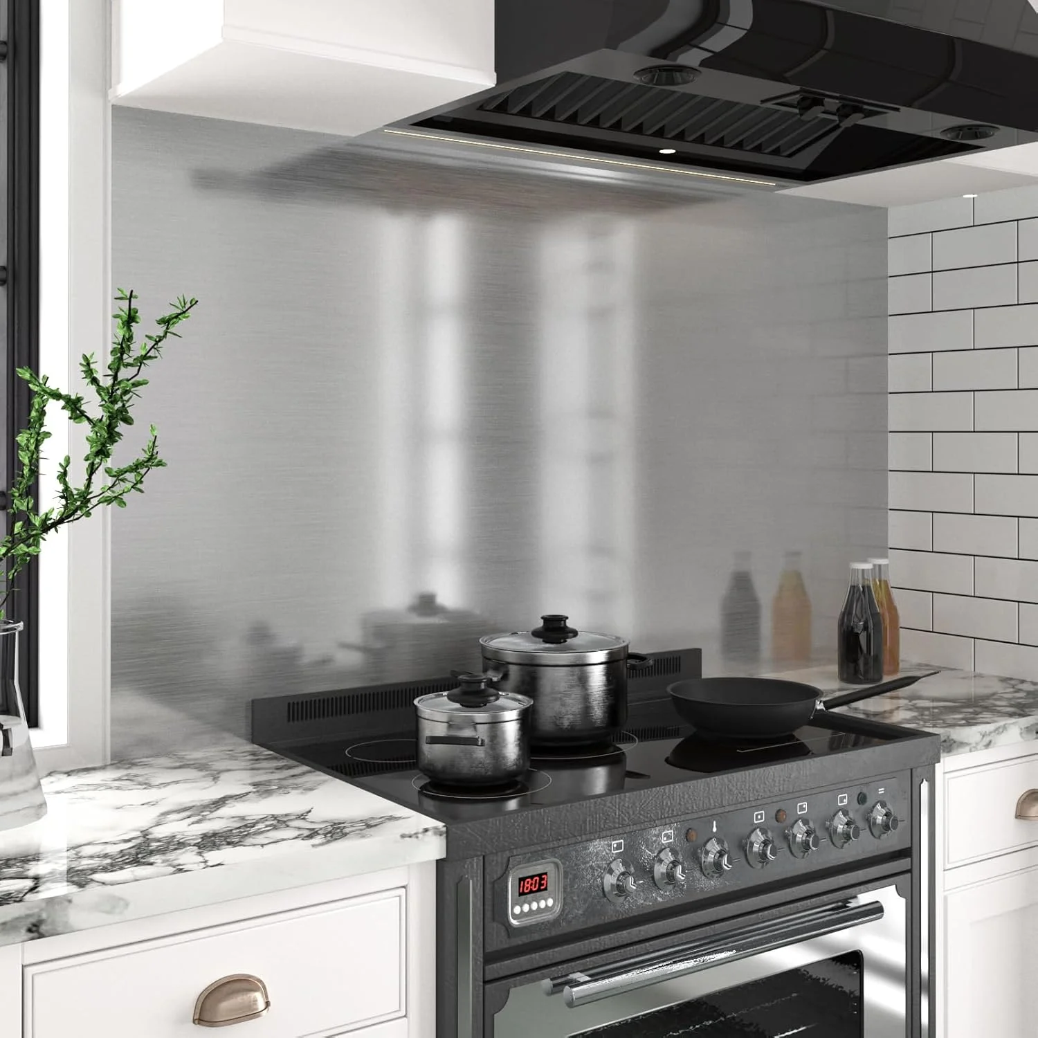 برچسب استیل ضد زنگ LIKILIKI، 60cm x 3m، کاغذ دیواری خود چسب برای یخچال، پوشش وینیل پشتی چسبی برای یخچال، روکش فلزی برای ماشین ظرفشویی، پیشخوان RV و روکش های صوتی