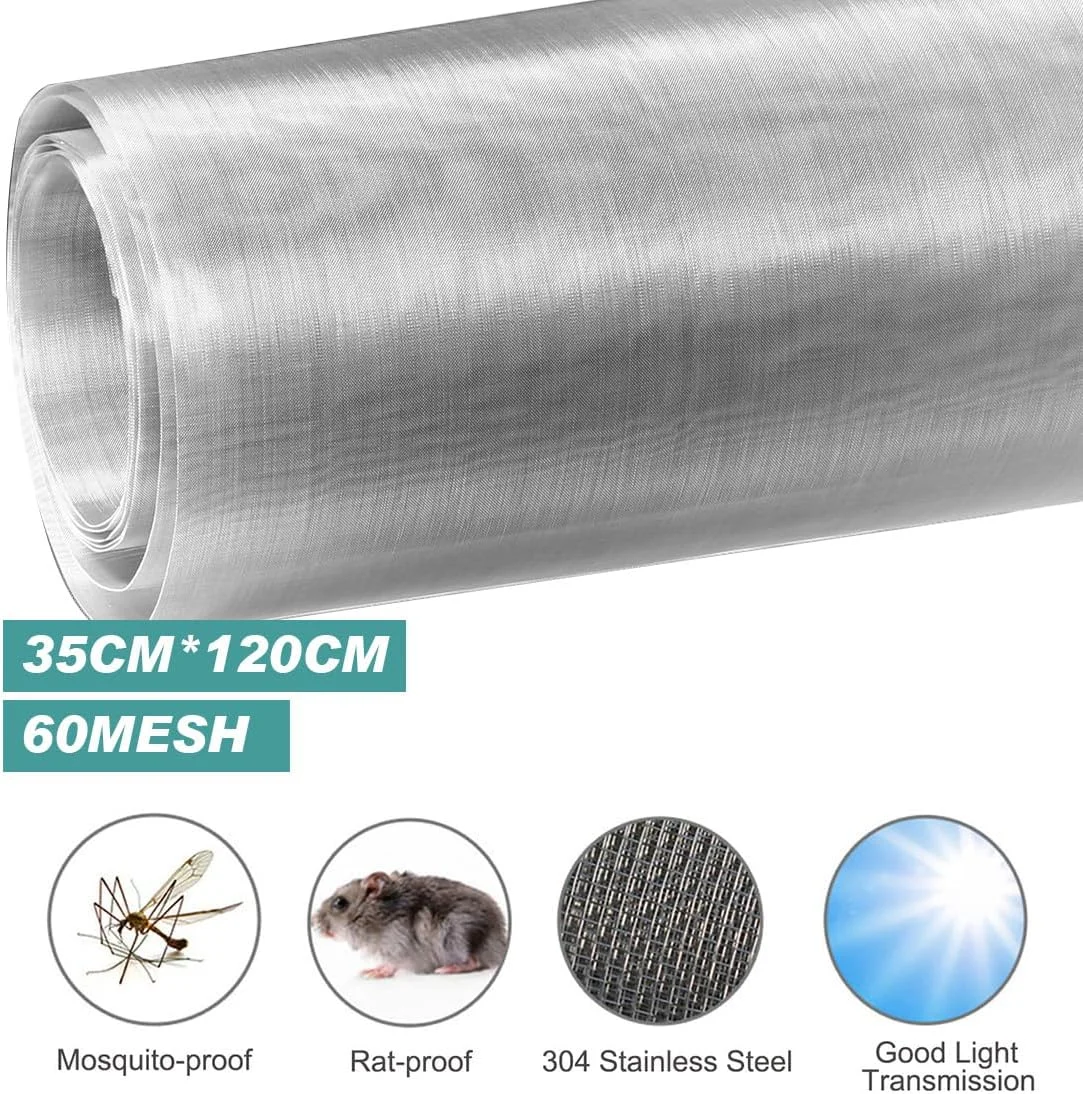 ورق توری فلزی CUNQN، توری بافته شده استیل ضد زنگ، توری محافظ جوندگان، توری فیلتر برای دریچه ها، پنجره ها، درب، فیلتر آشپزخانه و باغ