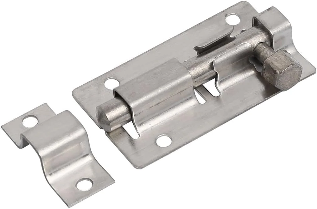 قفل زبانه کشویی درب ایمنی استیل ضد زنگ Aexit با ابعاد 50mmx29mmx8mm به همراه پیچ