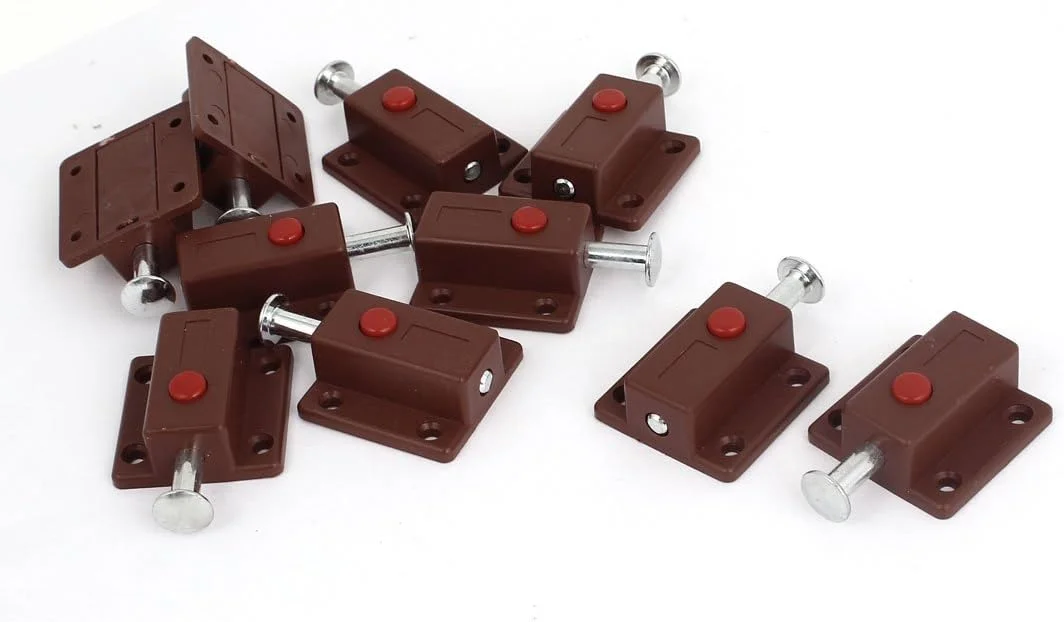 زبانه قفل اتوماتیک فنری فشاری درب کابینت (لوازم خانگی) قهوه ای 10 عددی