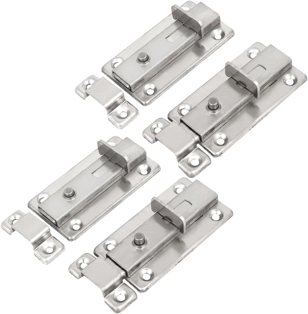 Aexit 3 اینچی (سخت افزار خانگی) زبانه قفل کشویی درب دکمه ای استیل ضد زنگ نقره ای 4 عددی