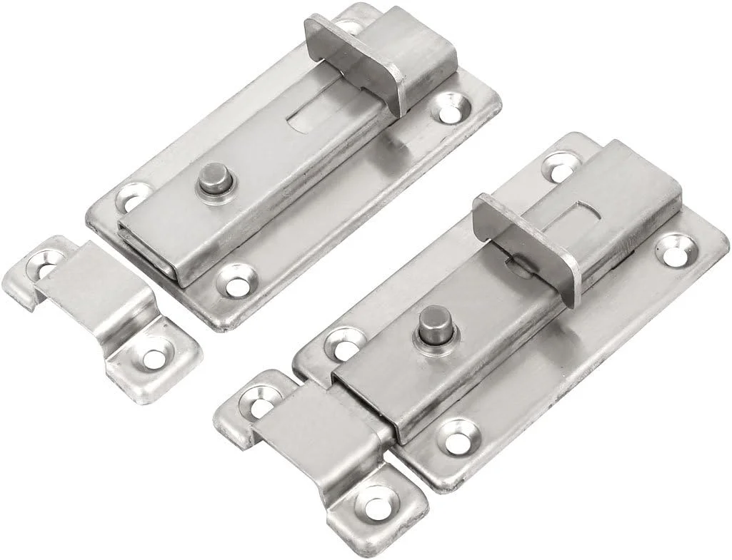 Aexit 3 اینچی (سخت افزار خانگی) زبانه قفل کشویی درب دکمه ای استیل ضد زنگ نقره ای 4 عددی