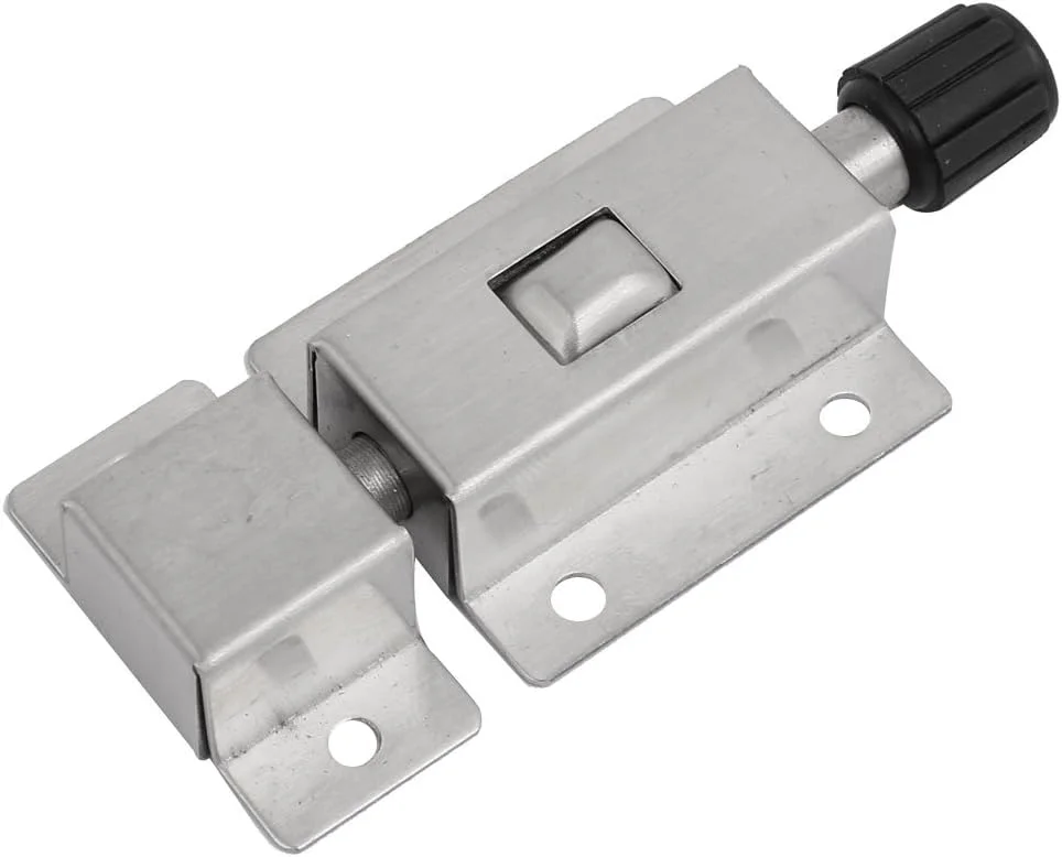 زبانه قفل درب اتوماتیک فنری فولادی ضد زنگ اکسیت با دکمه فشاری به همراه پیچ