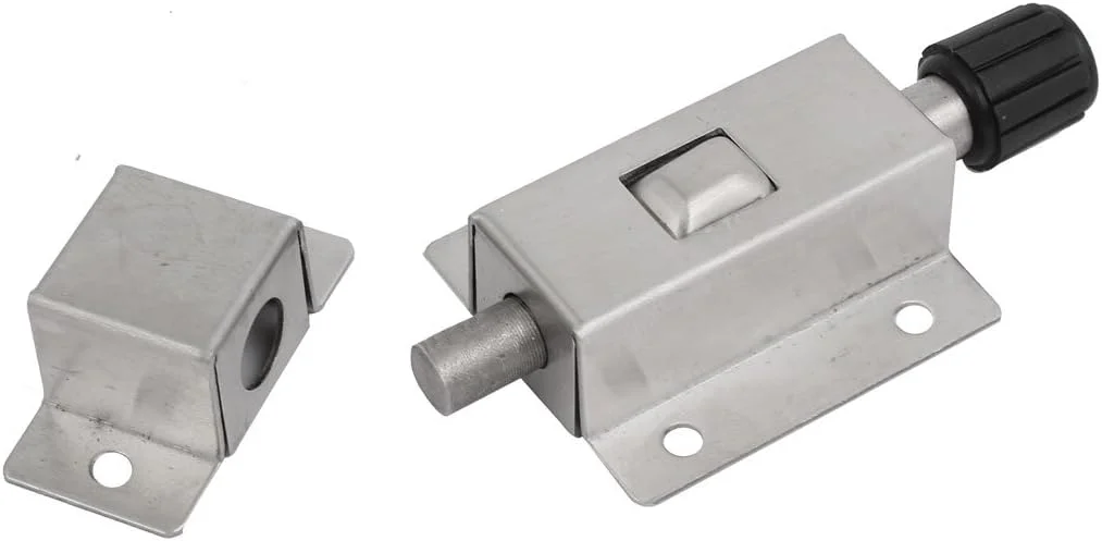 زبانه قفل درب اتوماتیک فنری فولادی ضد زنگ اکسیت با دکمه فشاری به همراه پیچ