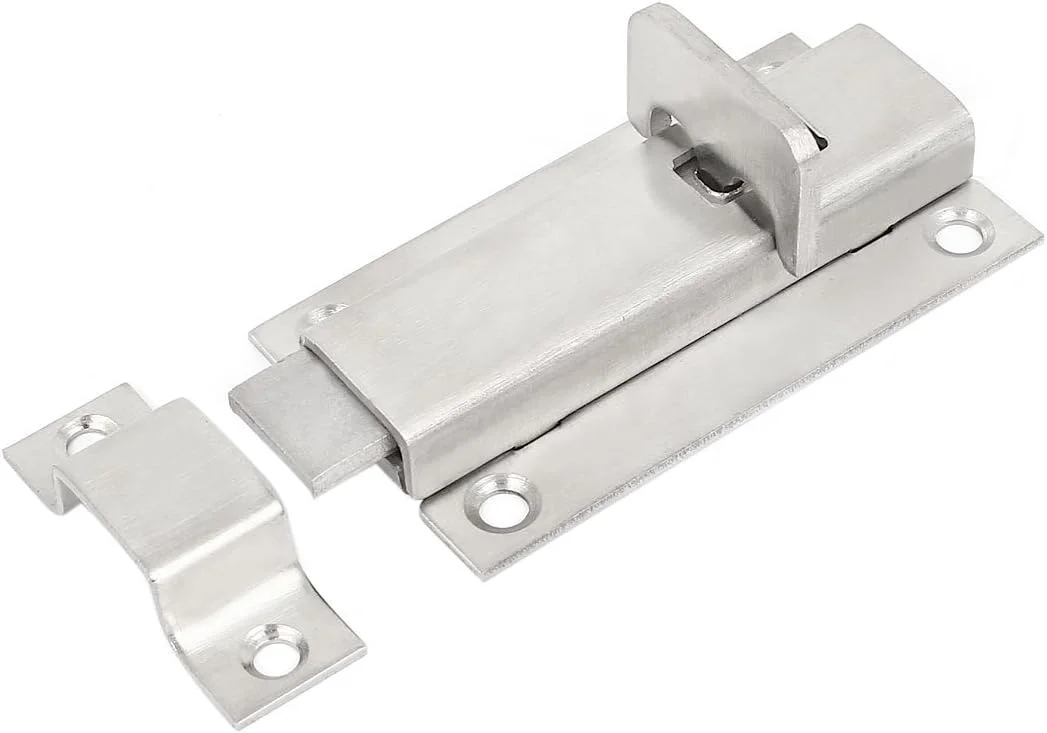 زبانه قفل درب دکمه ای فولادی ضد زنگ مناسب منزل و اداره، طول 3.6 اینچ