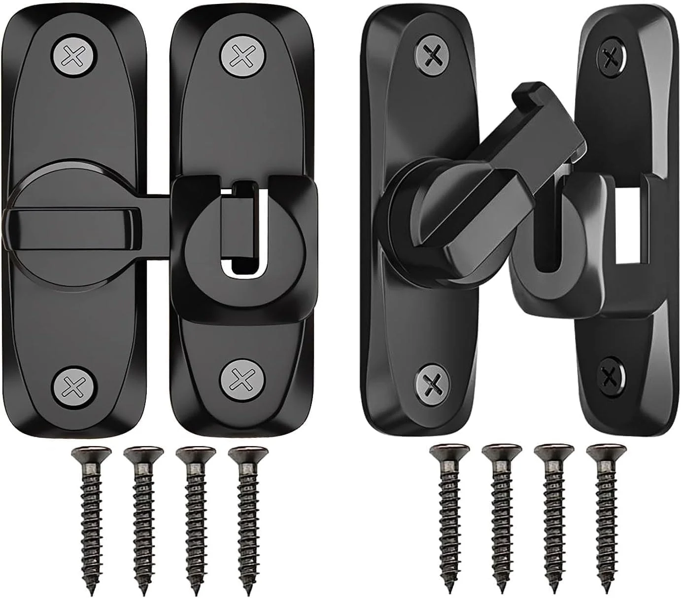 قفل درب کشویی انبار، قفل چرخشی سنگین 90/180 درجه، قفل ضخیم ضد زنگ برای درب های انبار، باغ، حمام، فضای باز، گاراژ، پنجره (مشکی، 2 عدد)