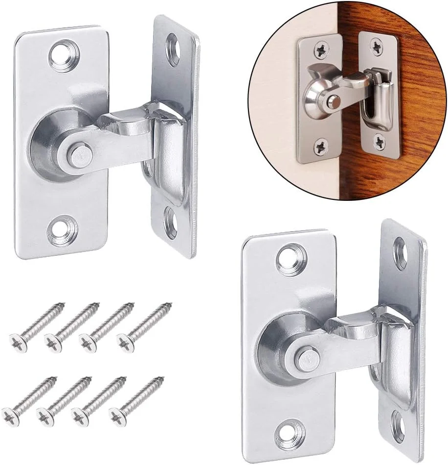 قفل درب 90 درجه الامیک، قفل زبانه درب زاویه راست 1-3/4 اینچ، قفل کشویی استیل ضد زنگ، بست قفل برای درب، پنجره، کمد، درب انبار - بسته 2 عددی