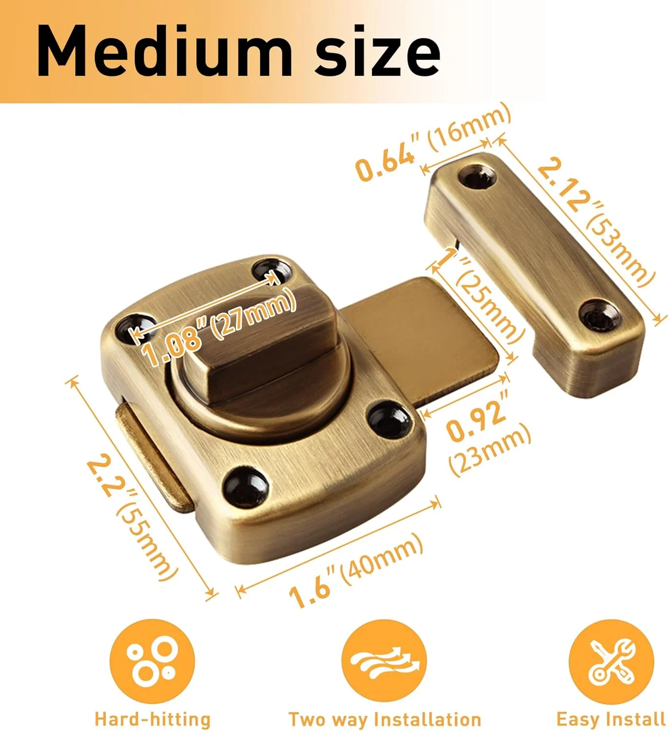 قفل کشویی چرخشی Alise MS220C-Q، قفل درب ایمنی، رنگ برنز روغنی