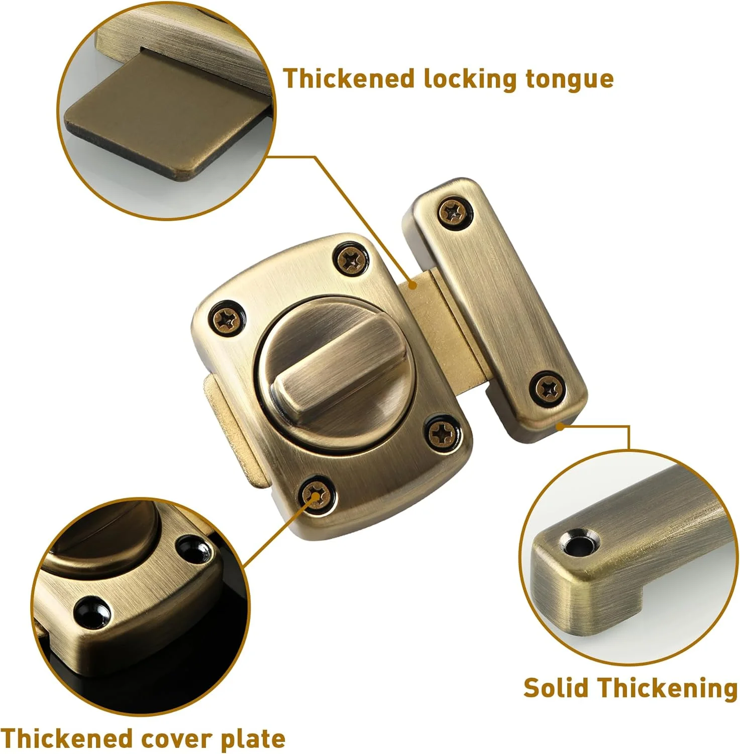 قفل کشویی چرخشی Alise MS220C-Q، قفل درب ایمنی، رنگ برنز روغنی